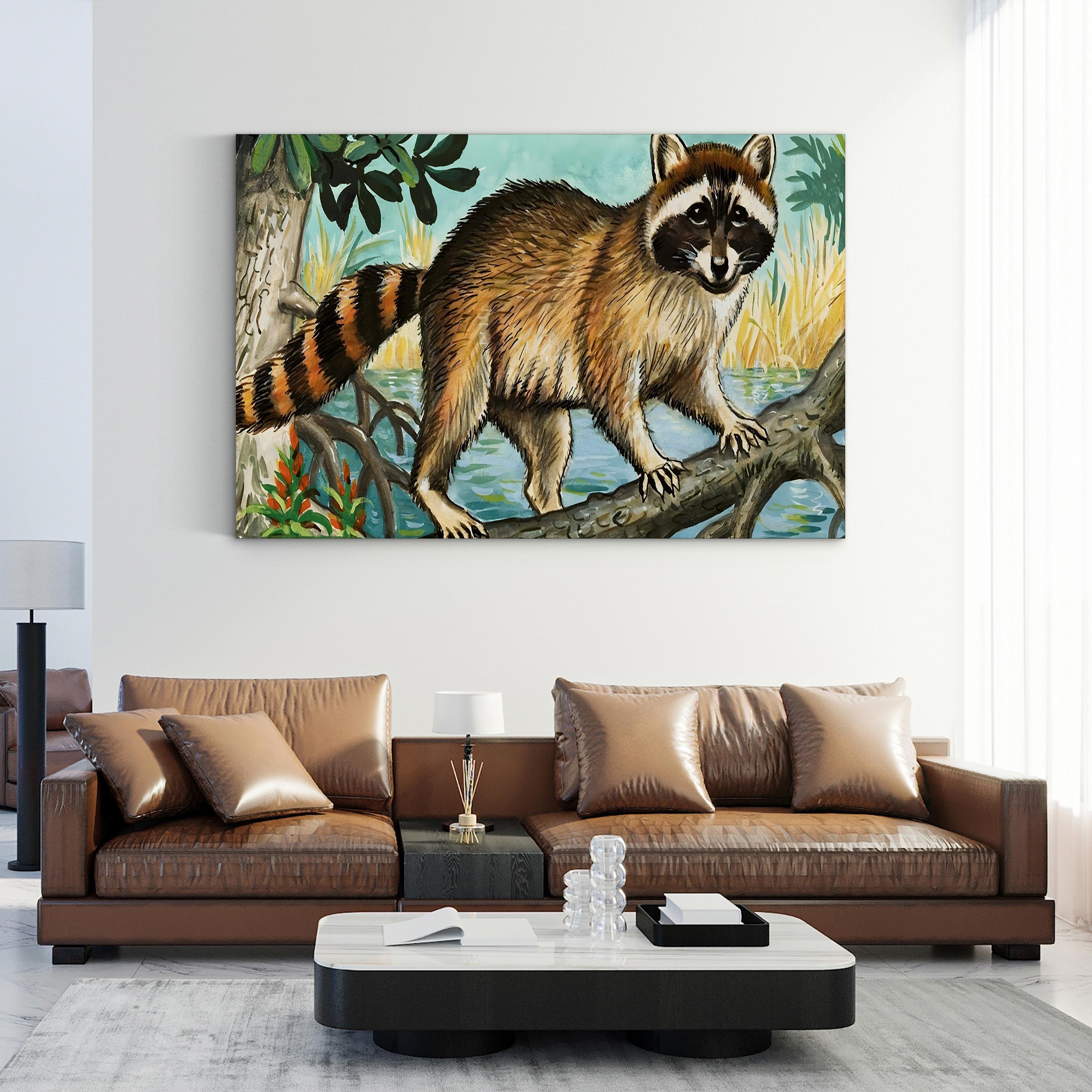 Raccoon Canvas Print | Museum Quality Wildlife Illustration Wall Art