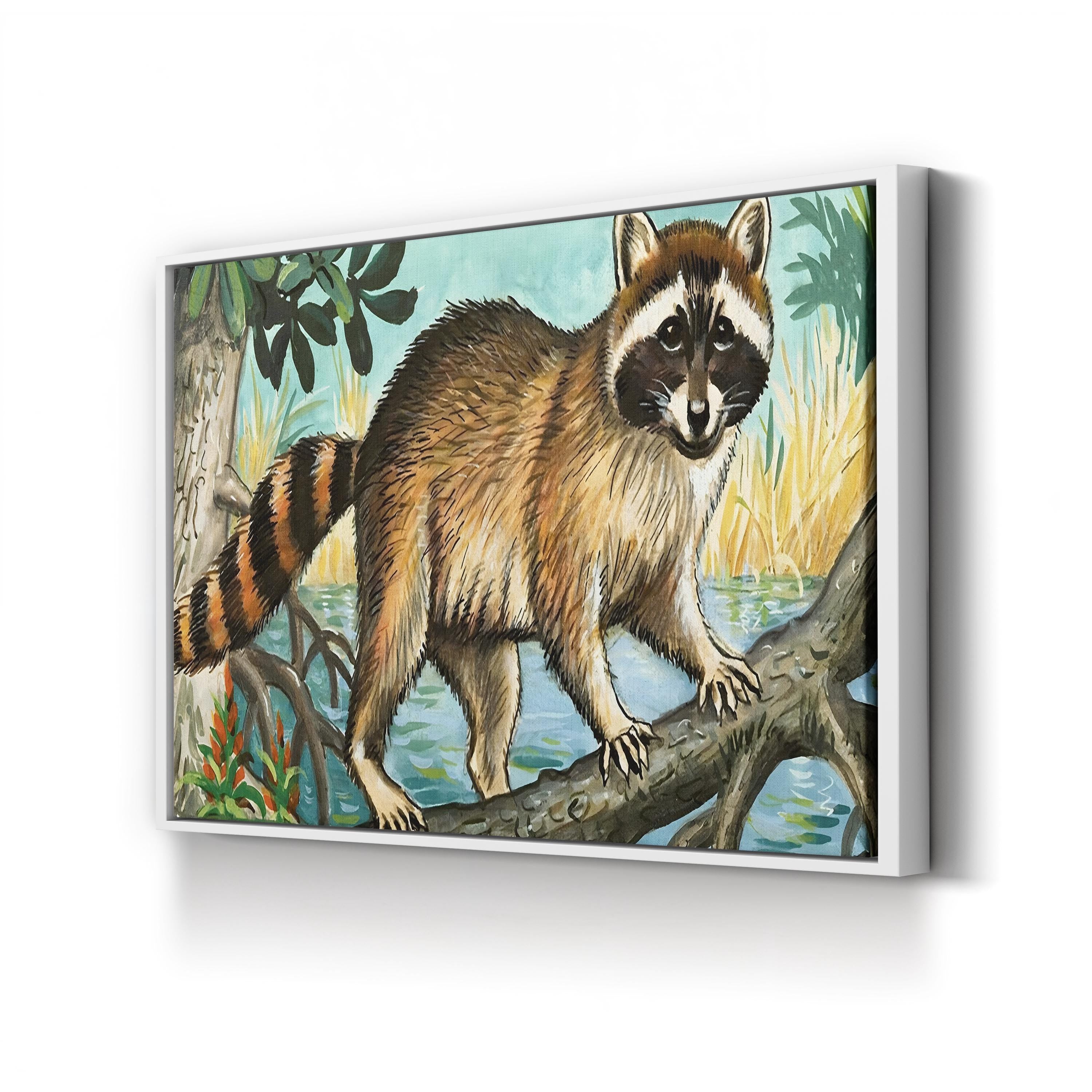 Raccoon Canvas Print | Museum Quality Wildlife Illustration Wall Art