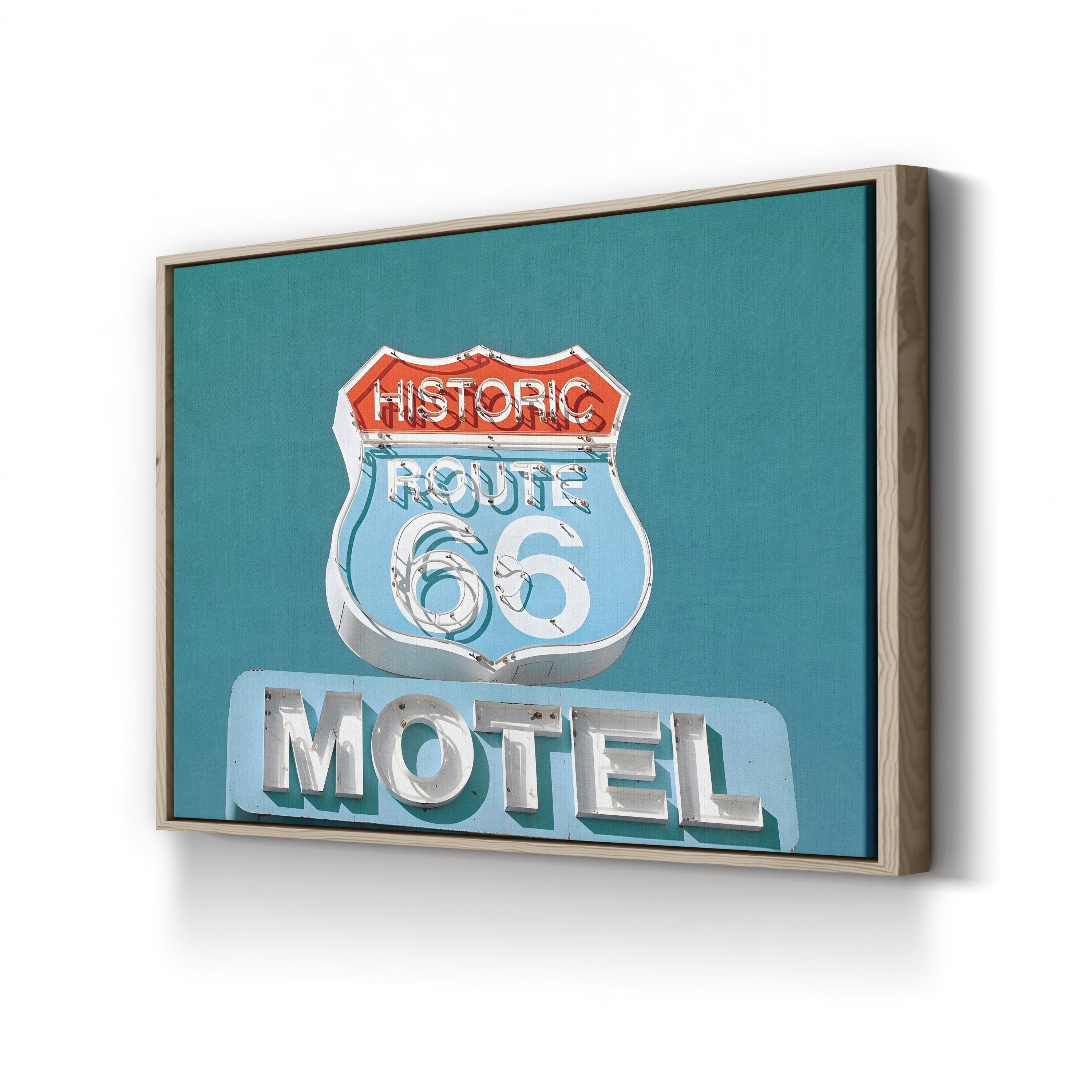 Route 66 Motel Sign – Period Illustration Wall Art | Retro Americana Canvas Print