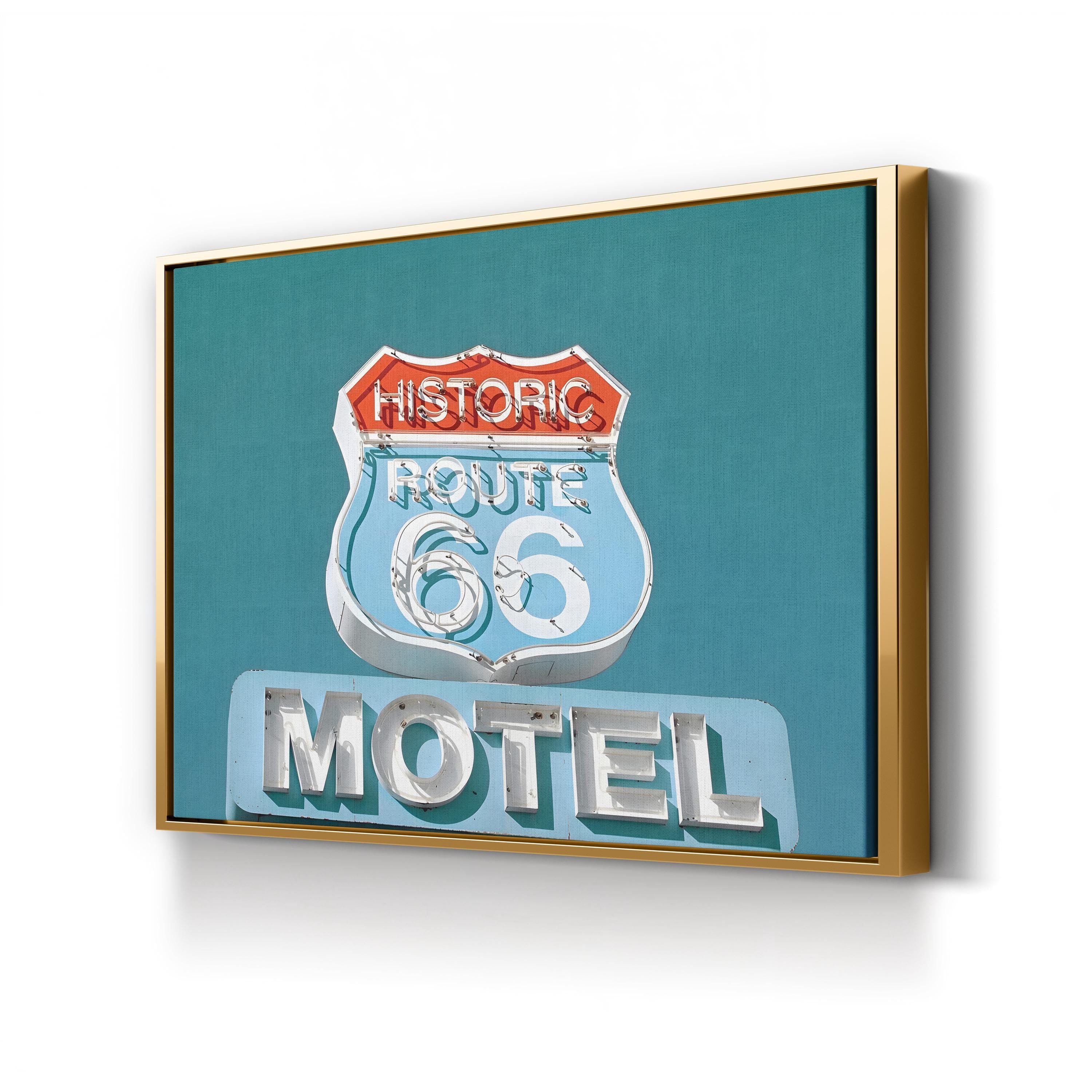 Route 66 Motel Sign – Period Illustration Wall Art | Retro Americana Canvas Print