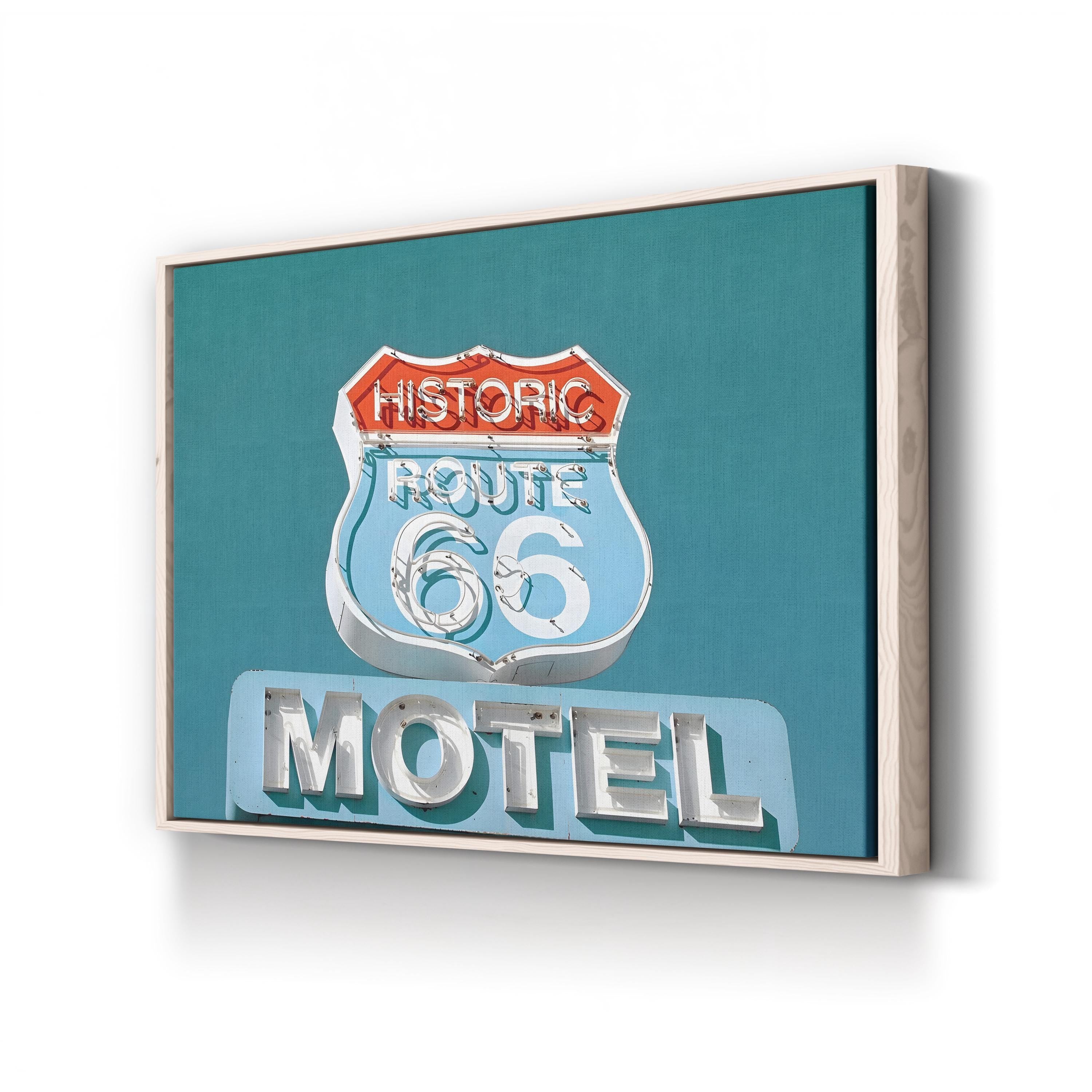 Route 66 Motel Sign – Period Illustration Wall Art | Retro Americana Canvas Print