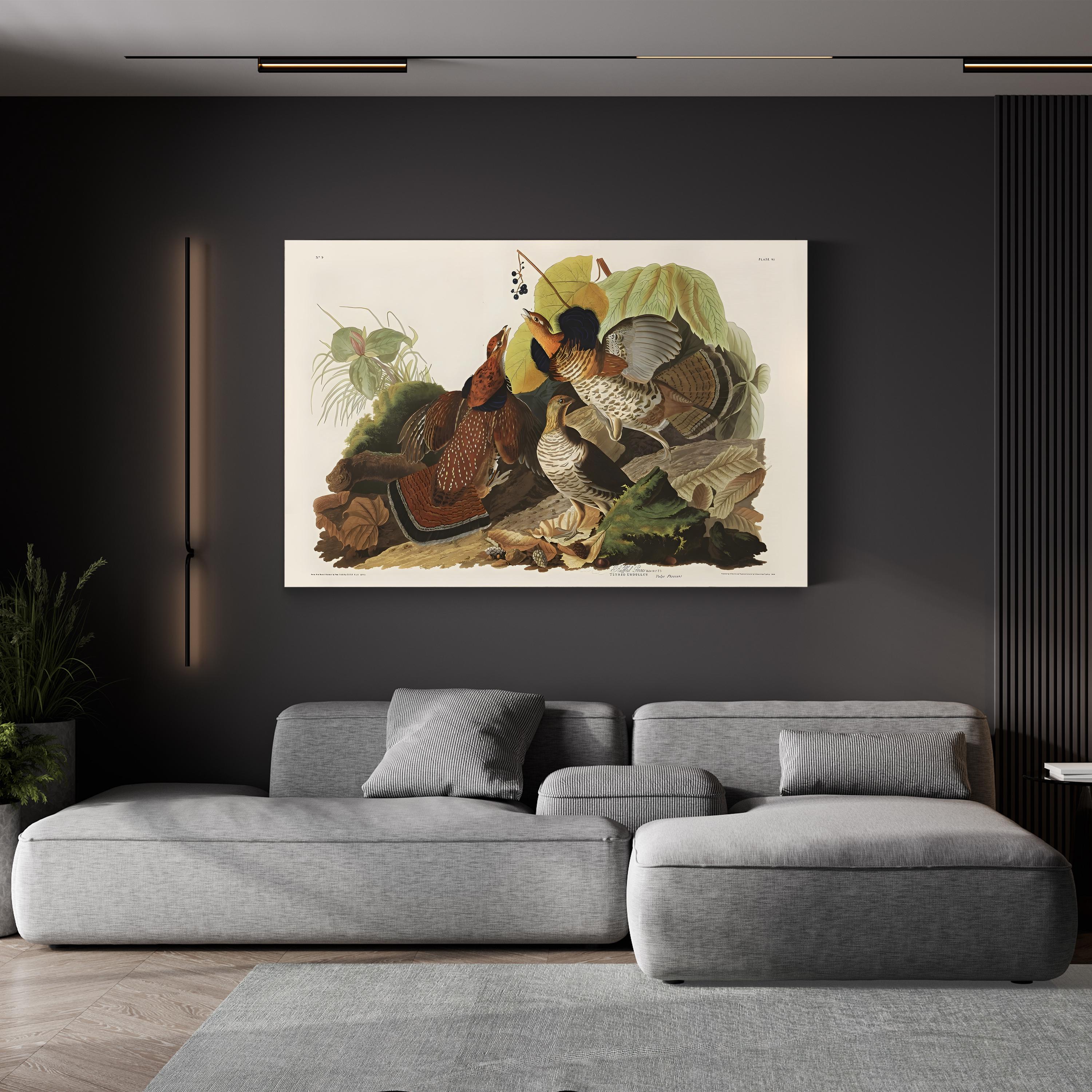 Ruffed Grouse Wall Art by John James Audubon – Classic Wildlife Illustration Canvas