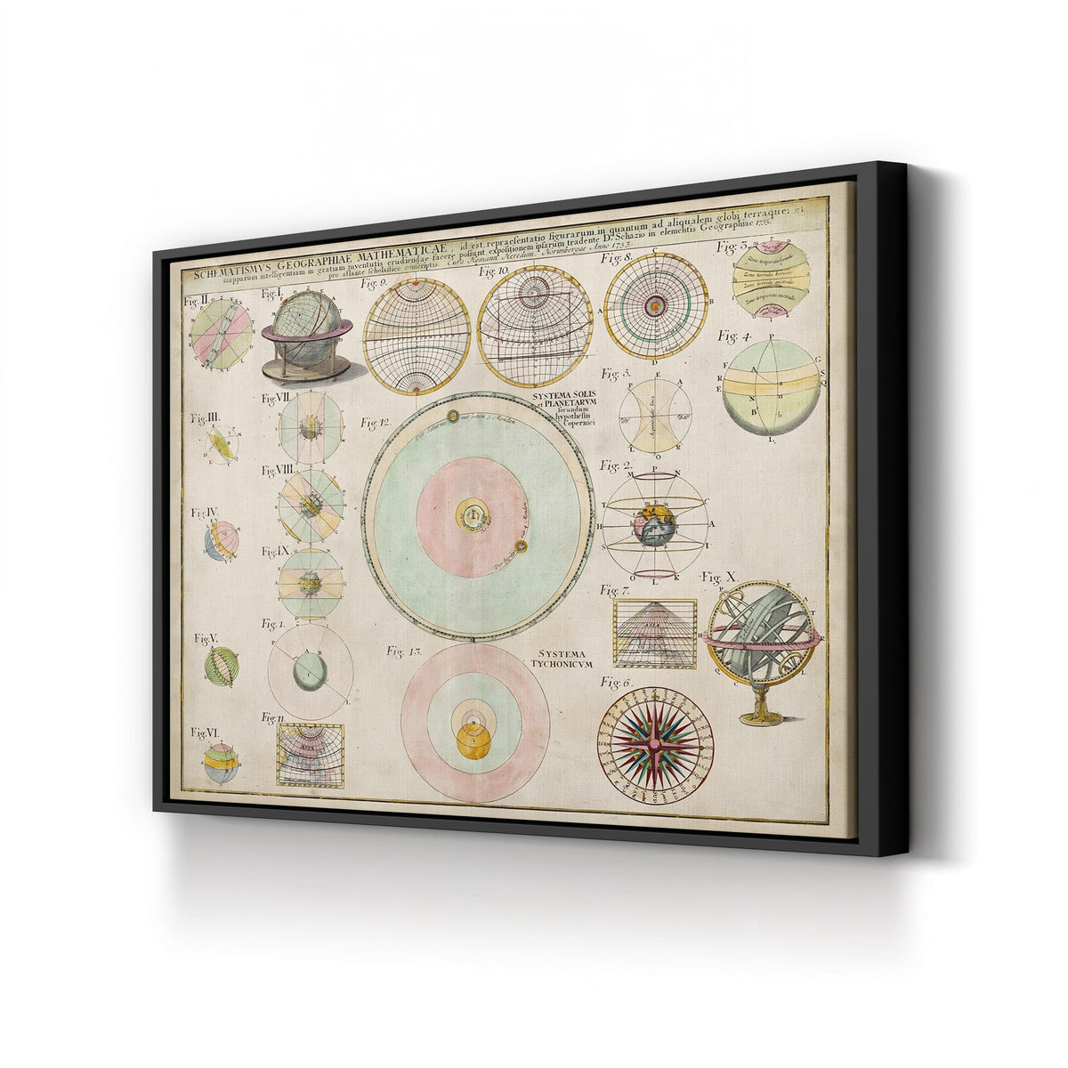 Schematismus Geographiae Mathematicae, c. 1753 by Tobias Mayer canvas print in Black Framed Canvas