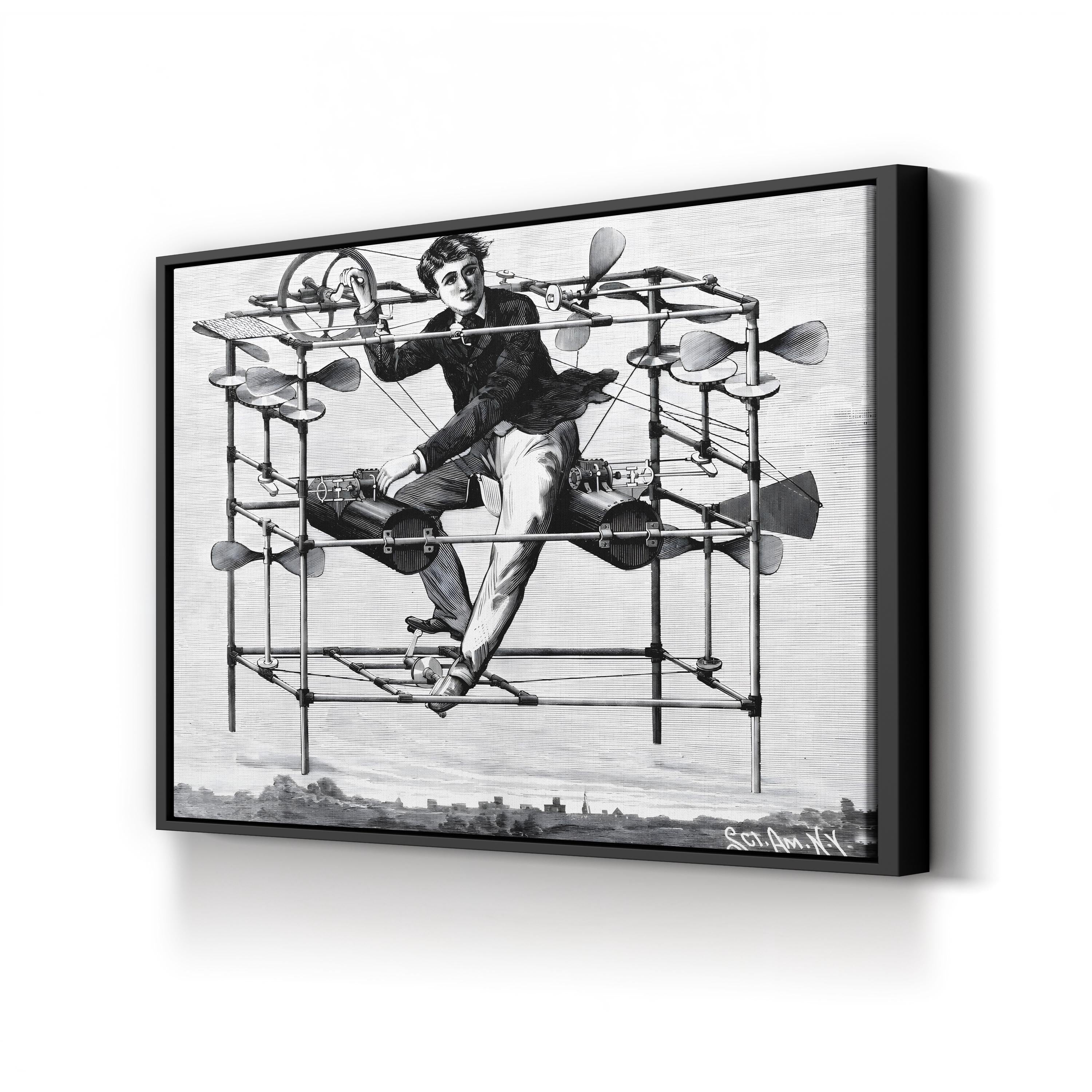 Scientific American Illustration of the Flying Bedstead (W Ayers Flying Machine), 1885 Wall Art