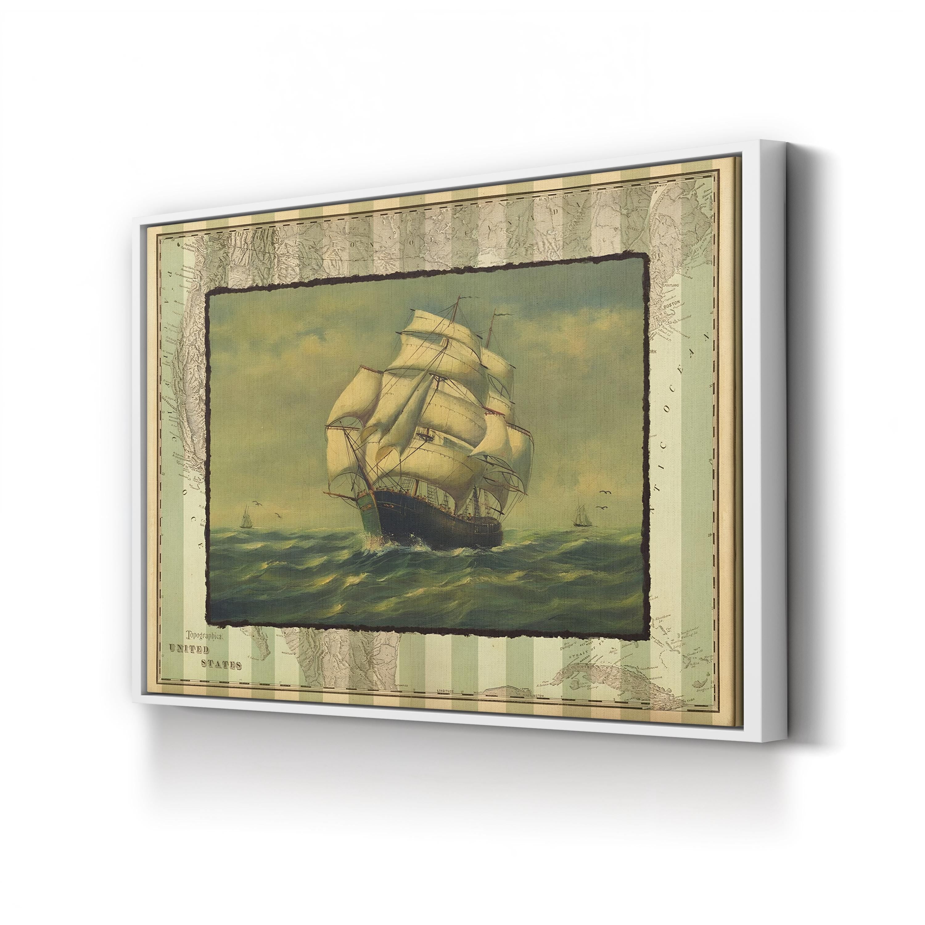 Vintage Tall Ship at Sea – Period Illustration Wall Art | Maritime Canvas Print