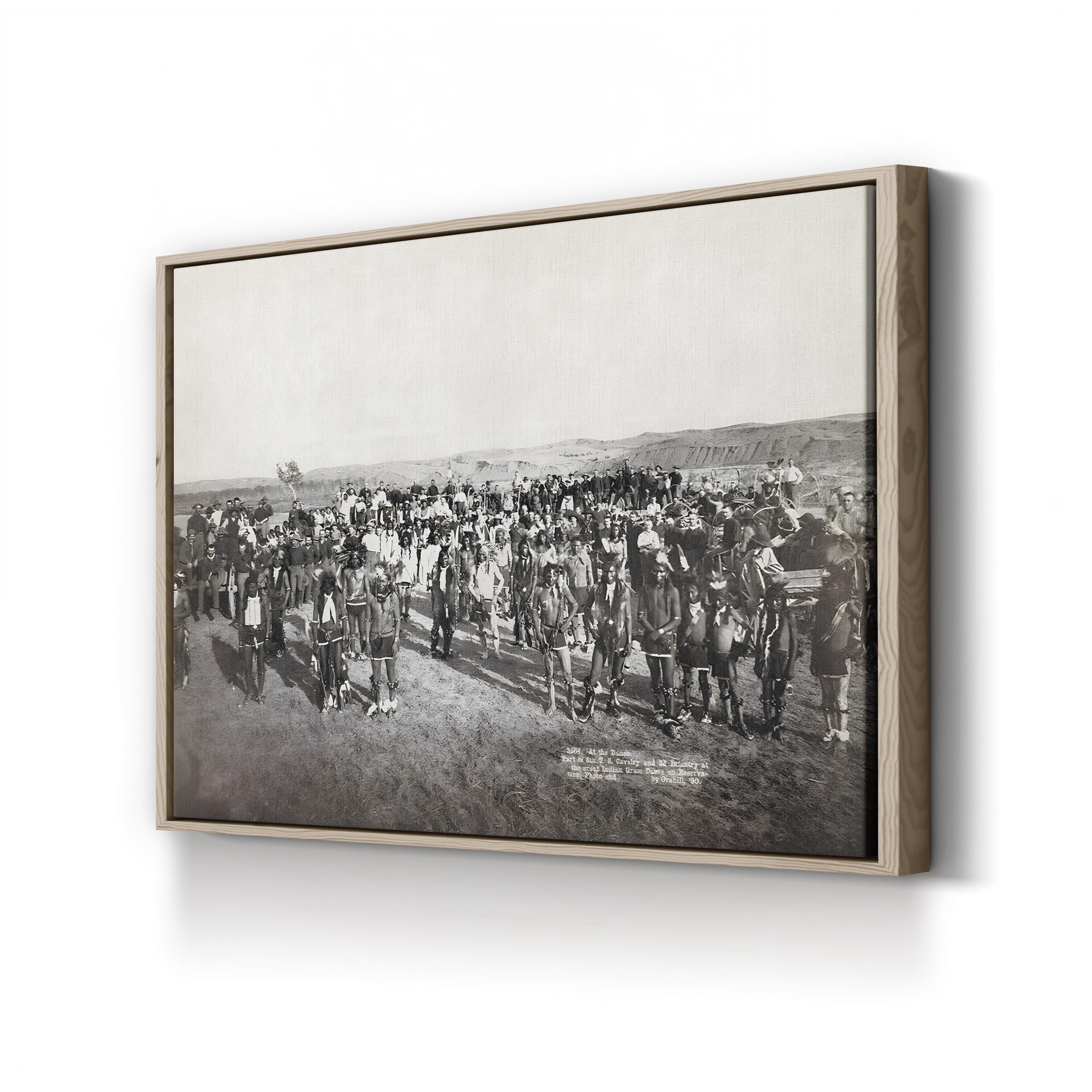 Sioux Dance, 1890 Wall Art | Black and White Native American History Canvas Print