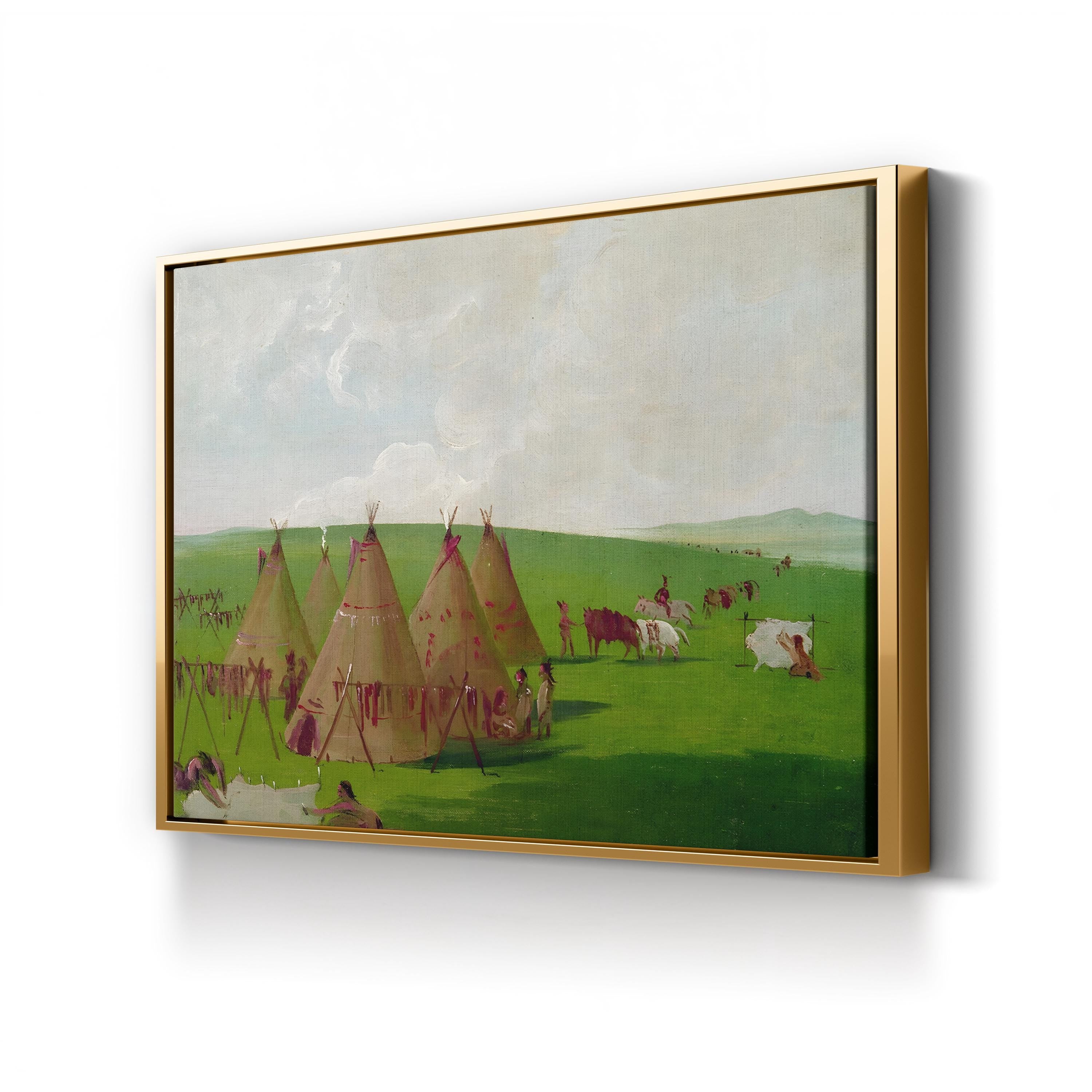 Sioux Encampment, 1832 Canvas Art Print – George Catlin Native American Museum Artwork