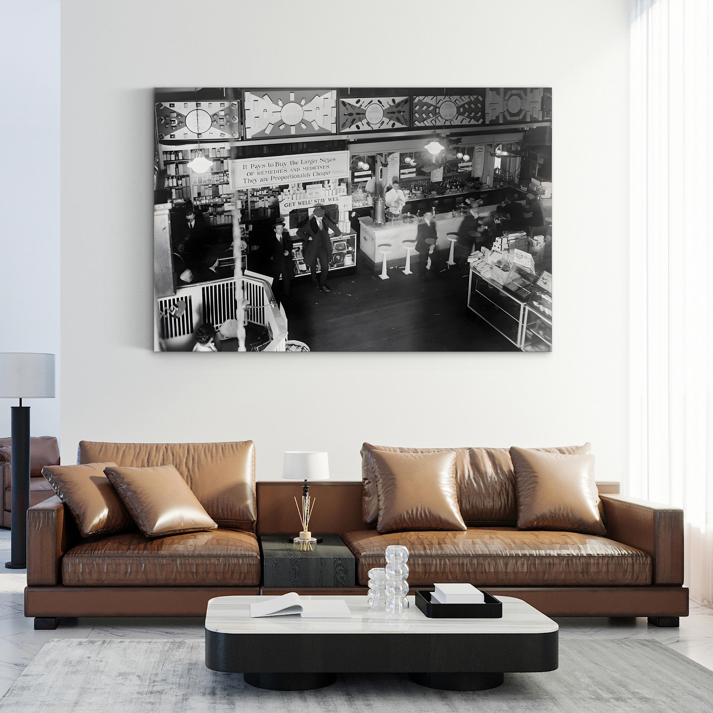 Soda Fountain, 1920 – Vintage Photography Wall Art | Americana Canvas Print