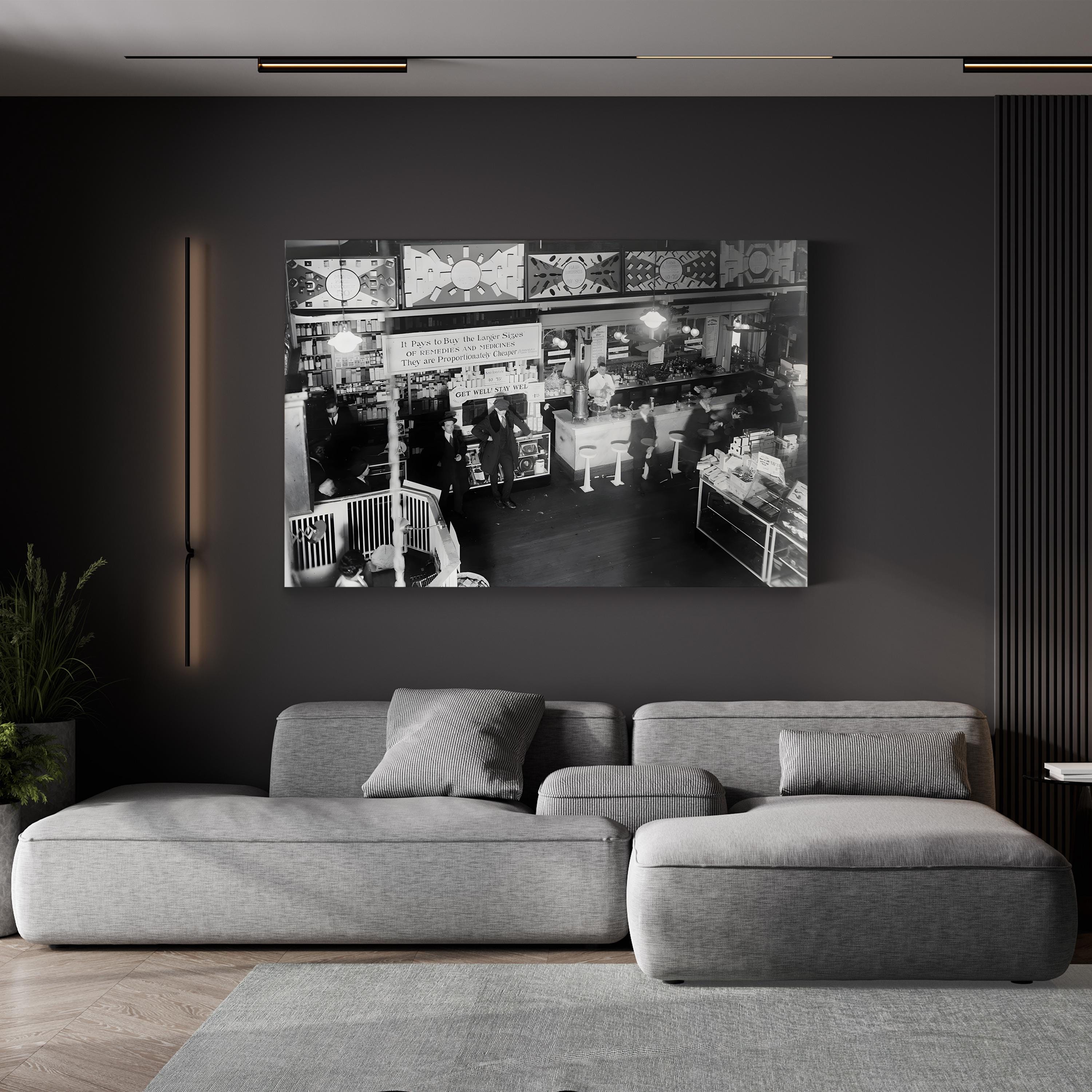 Soda Fountain, 1920 – Vintage Photography Wall Art | Americana Canvas Print