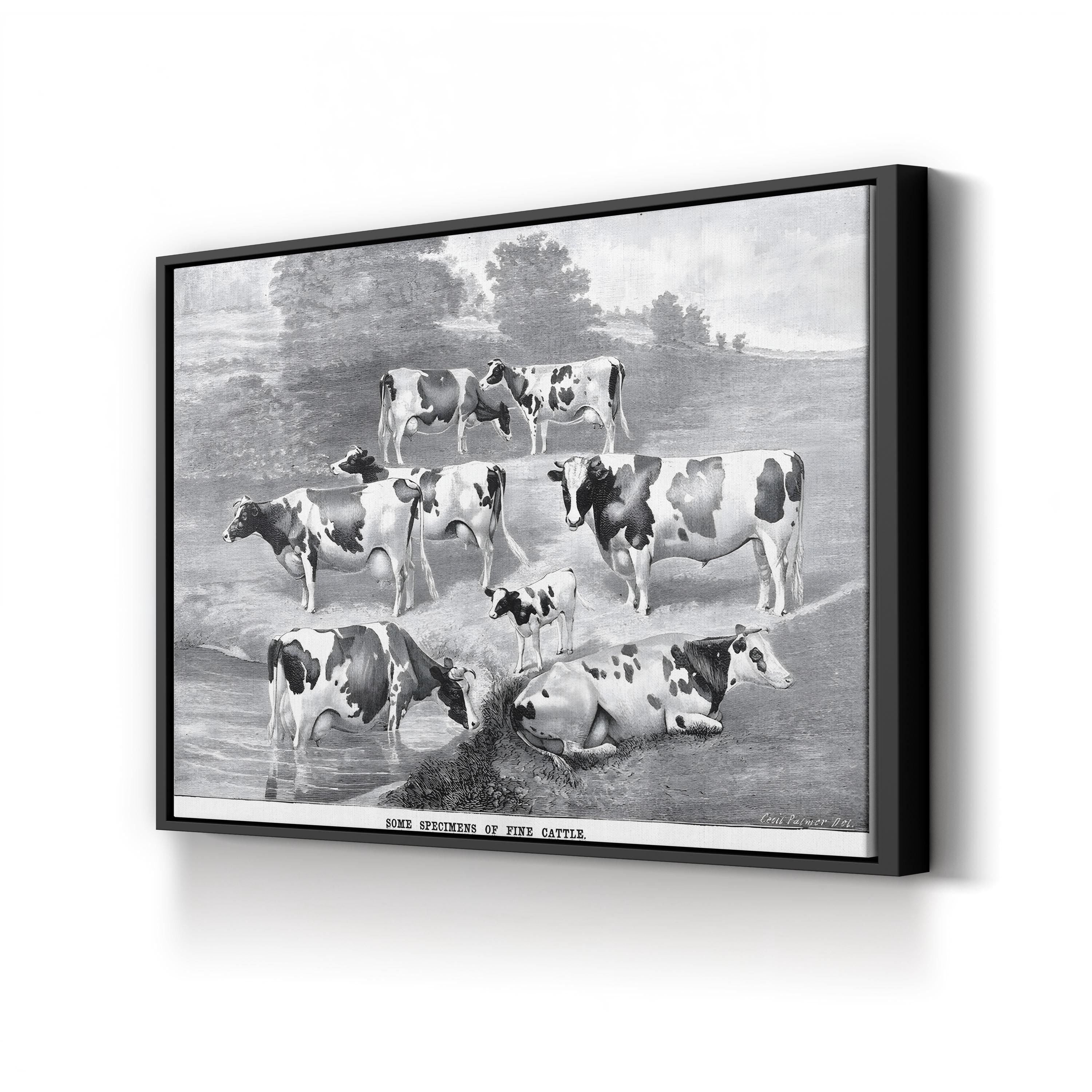 1884 Farmstead Cattle Farmhouse Canvas Wall Art