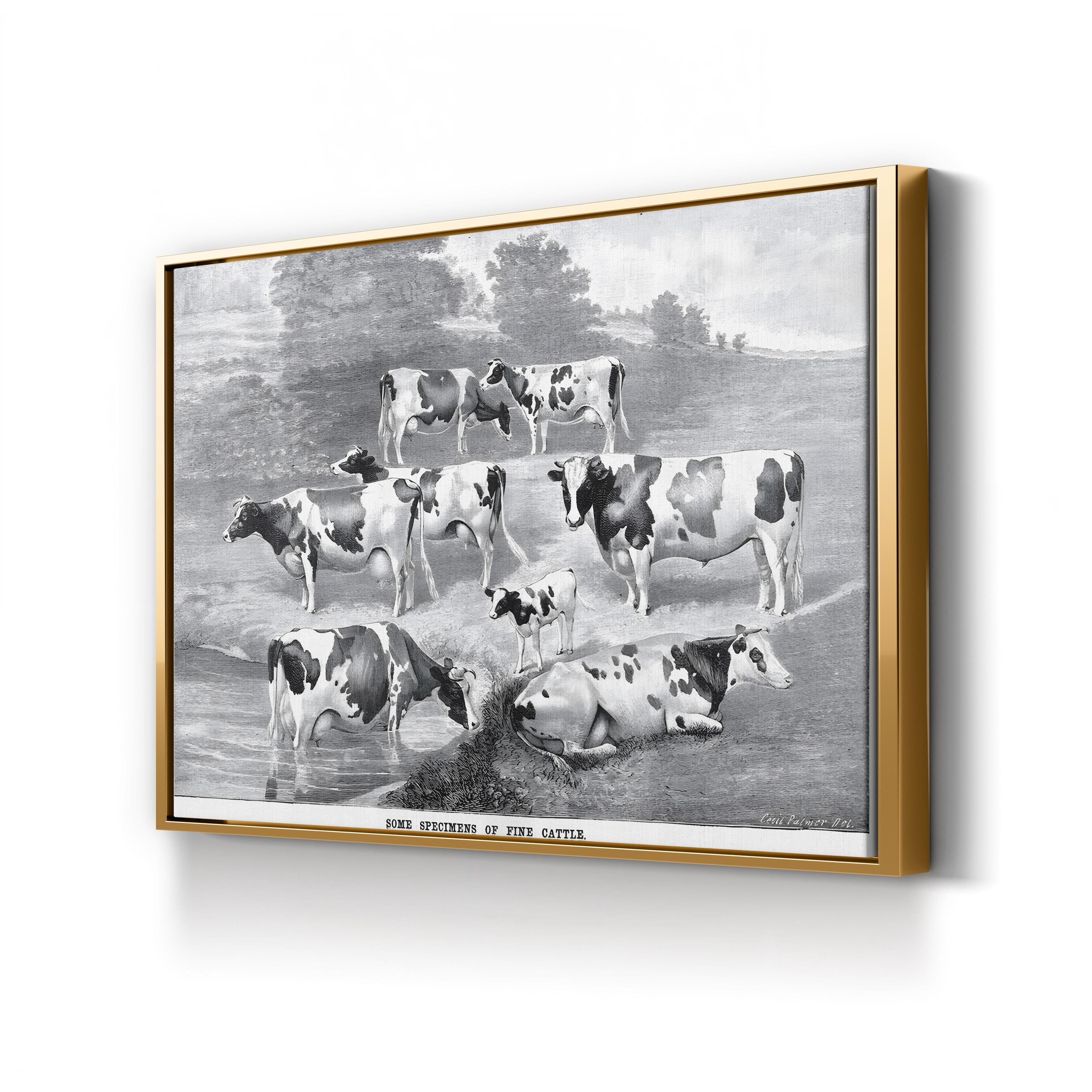 1884 Farmstead Cattle Farmhouse Canvas Wall Art
