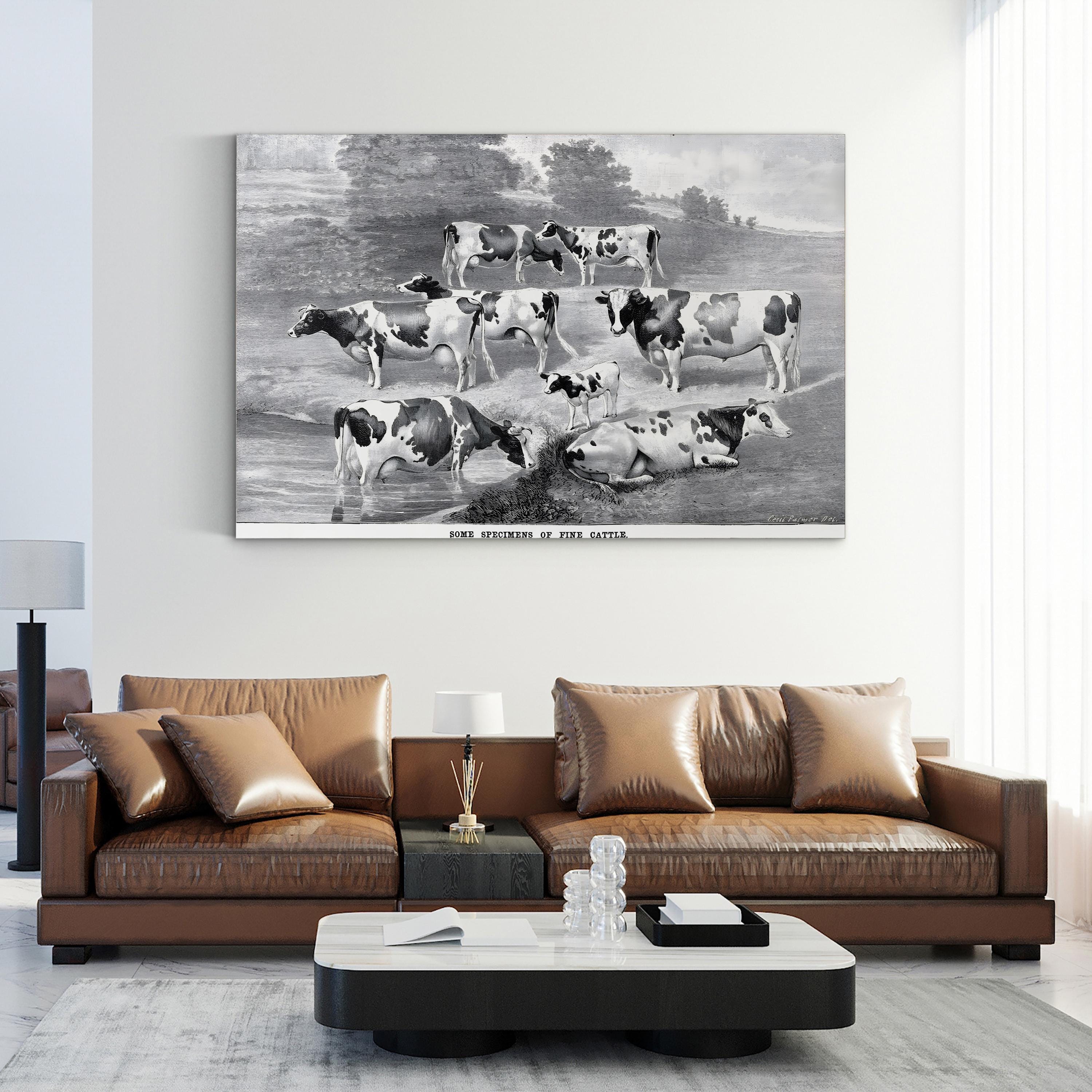 1884 Farmstead Cattle Farmhouse Canvas Wall Art