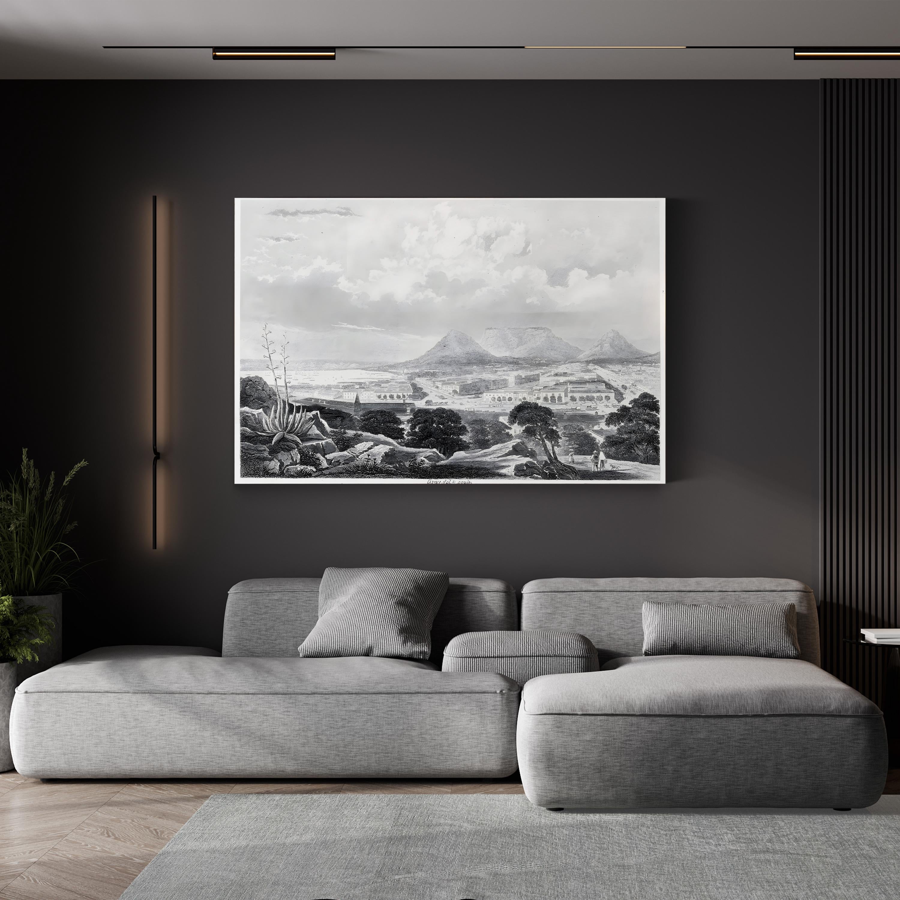 South Africa, Cape Town Wall Art – 19th Century Black and White Landscape