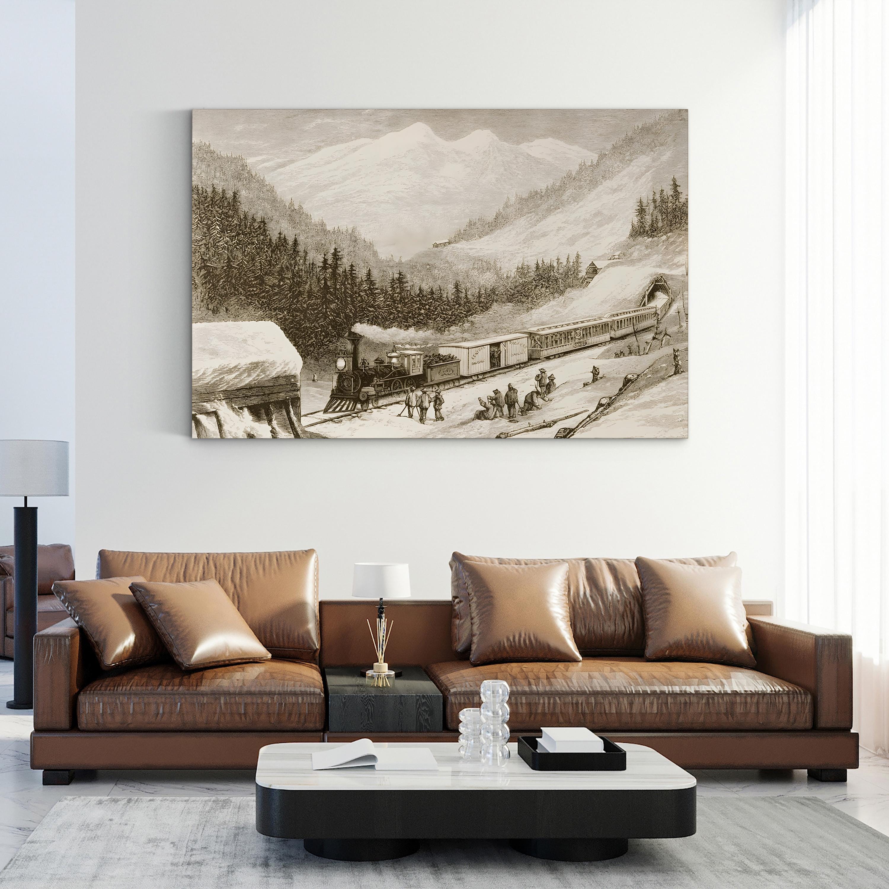 Sierra Nevada Steam Train – Period Illustration Wall Art | Vintage Railroad Canvas Print
