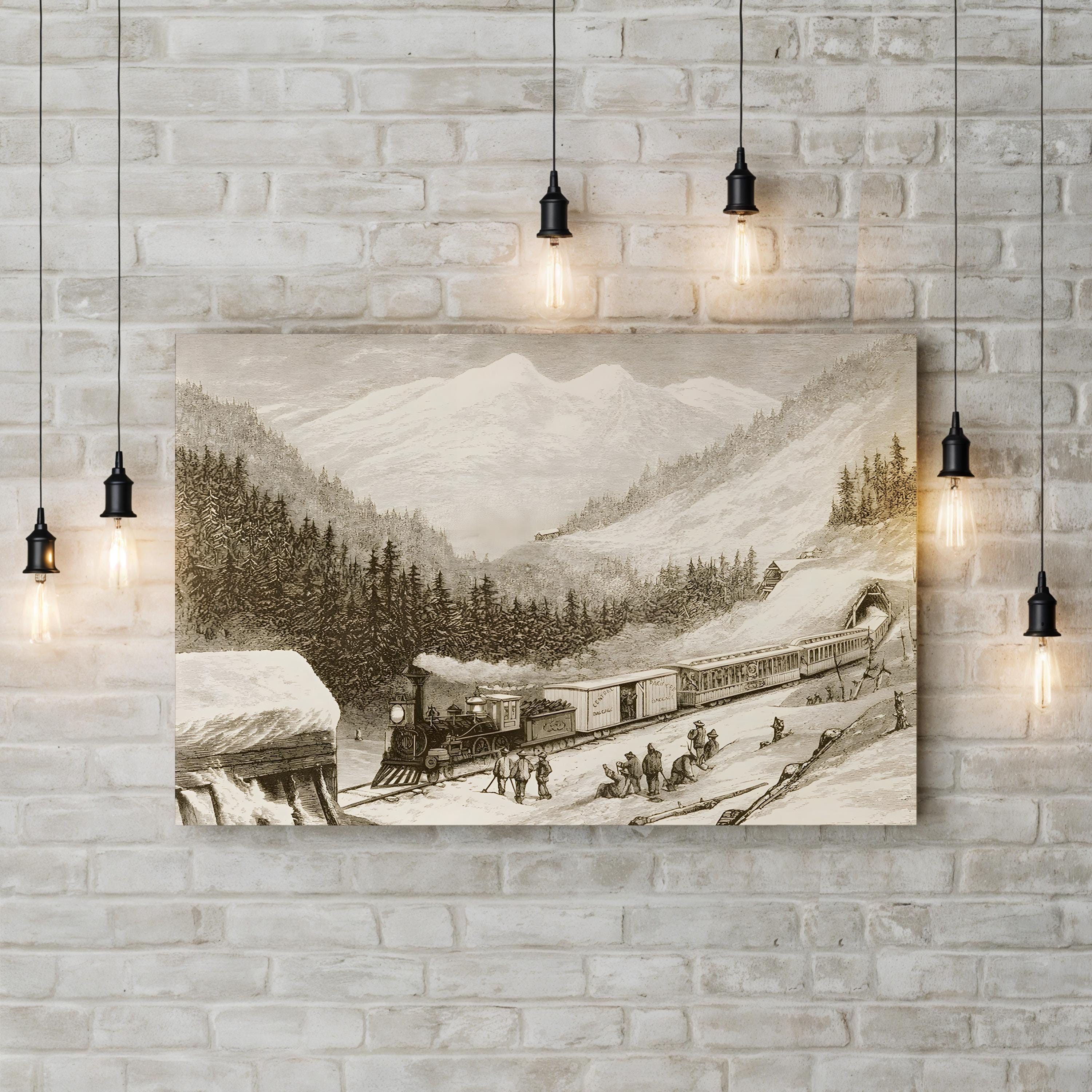 Sierra Nevada Steam Train – Period Illustration Wall Art | Vintage Railroad Canvas Print