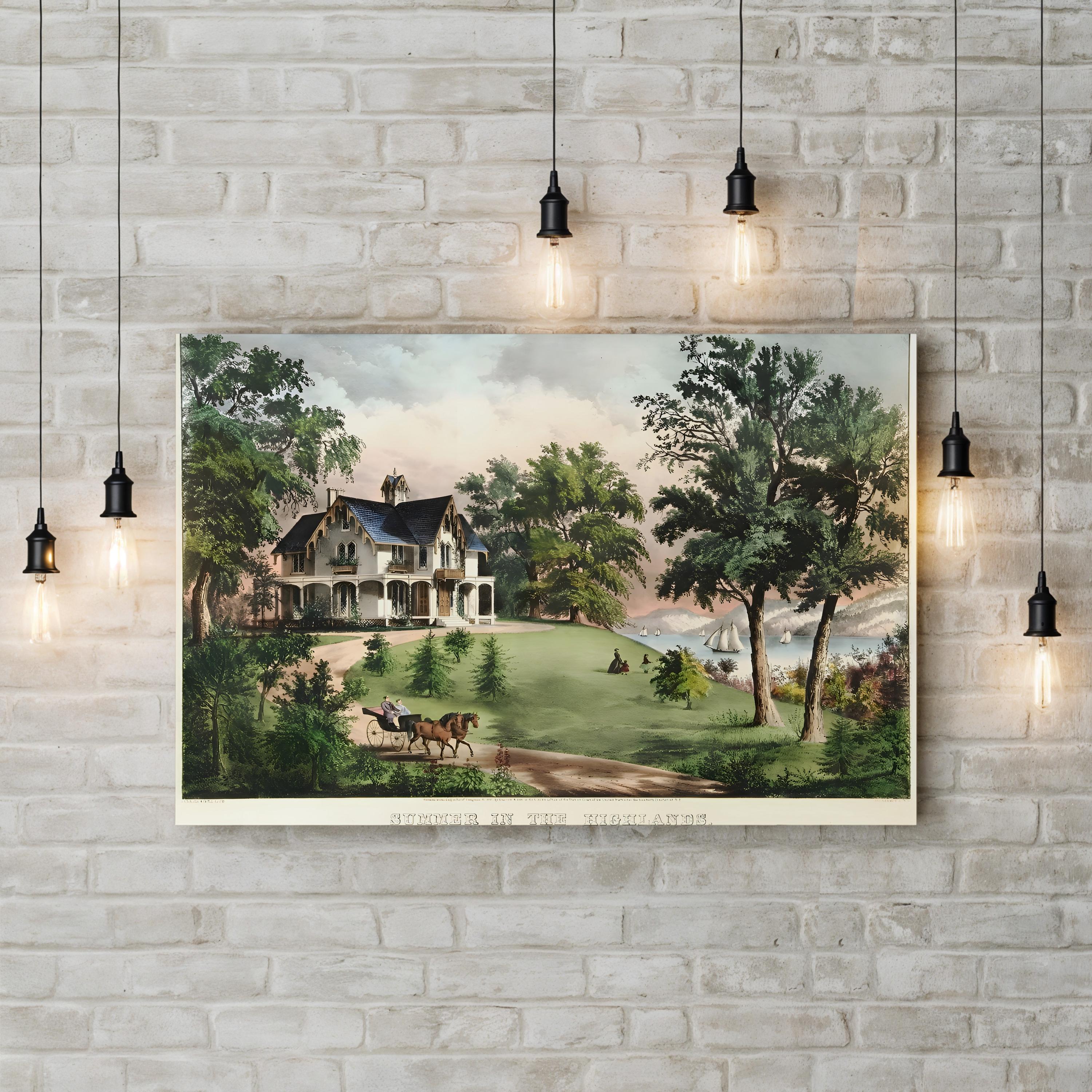 Summer in the Highlands, 1867 – Currier & Ives Wall Art | Scenic Landscape Canvas Print
