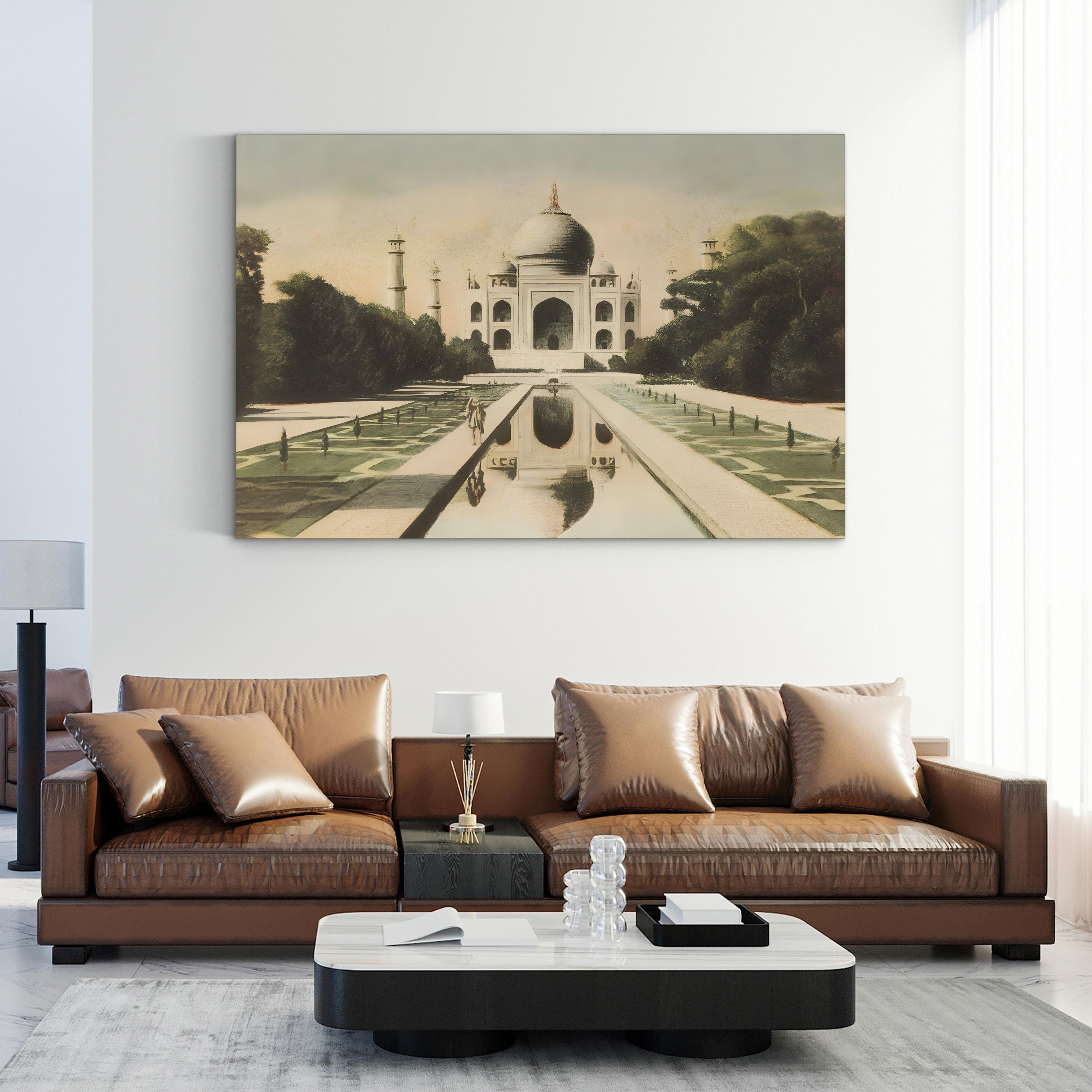Taj Mahal Postcard I Canvas Print – Vintage India Architecture Wall Art