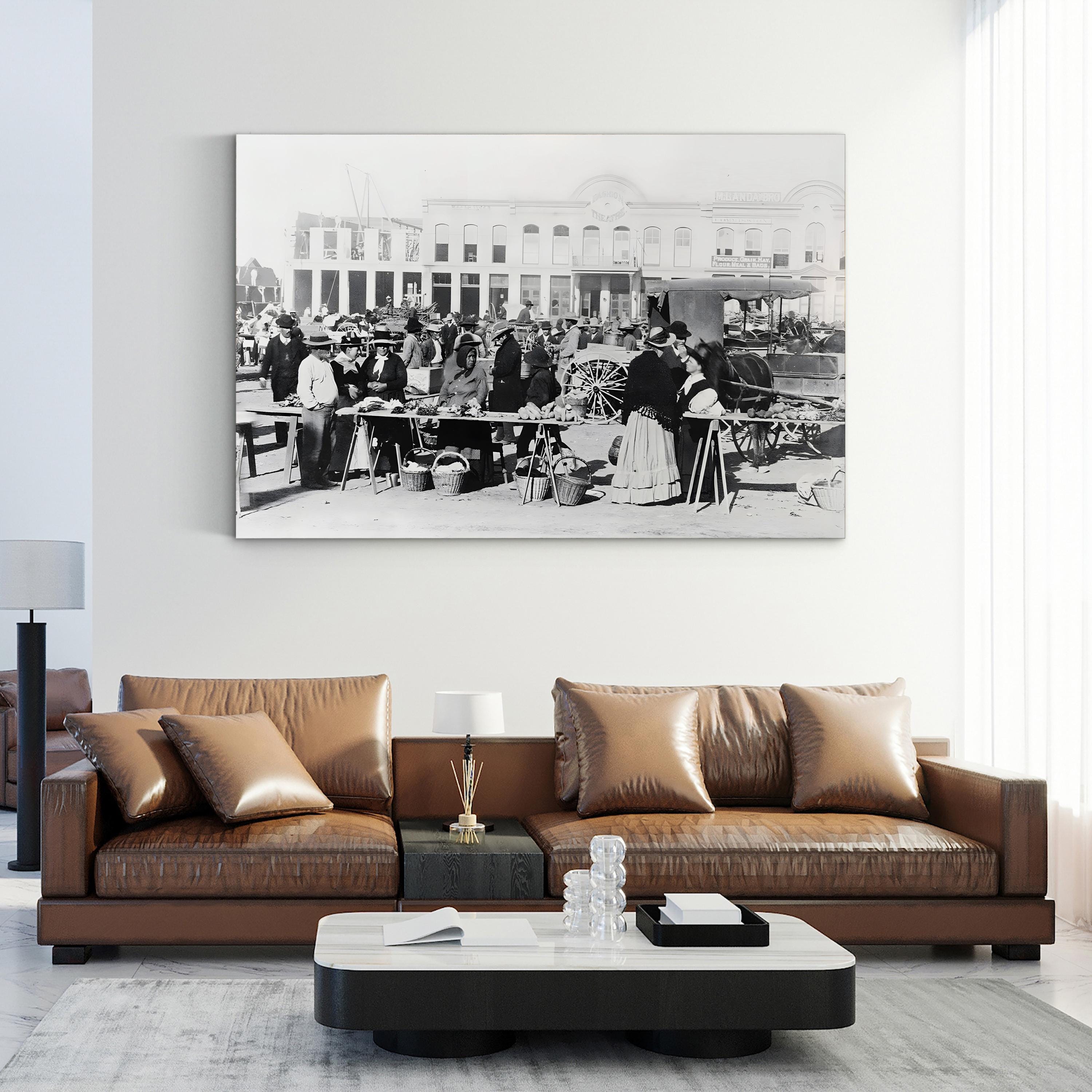 Vintage Texas Market, 1887 – Vintage Photography Wall Art | Western Town Canvas Print