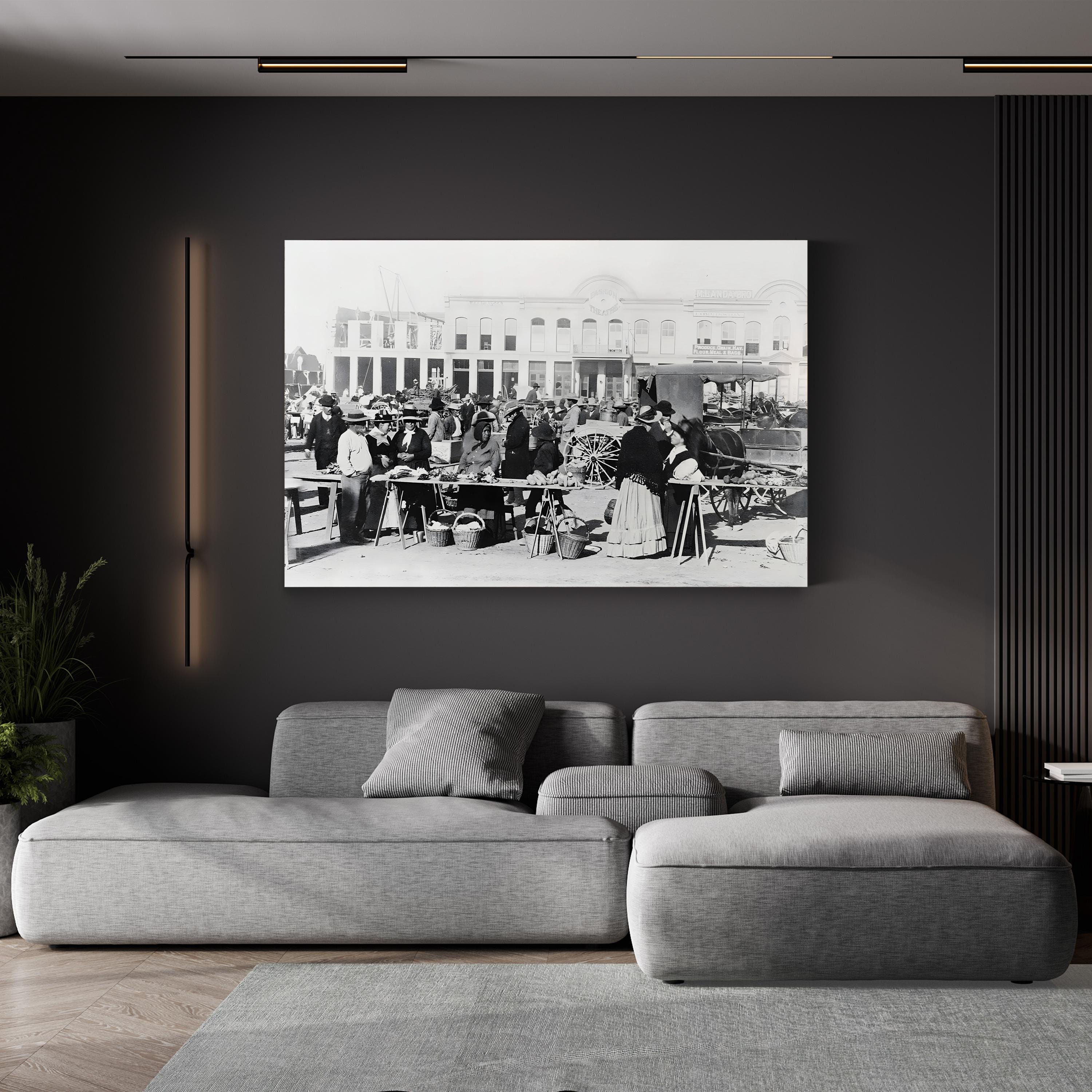 Vintage Texas Market, 1887 – Vintage Photography Wall Art | Western Town Canvas Print