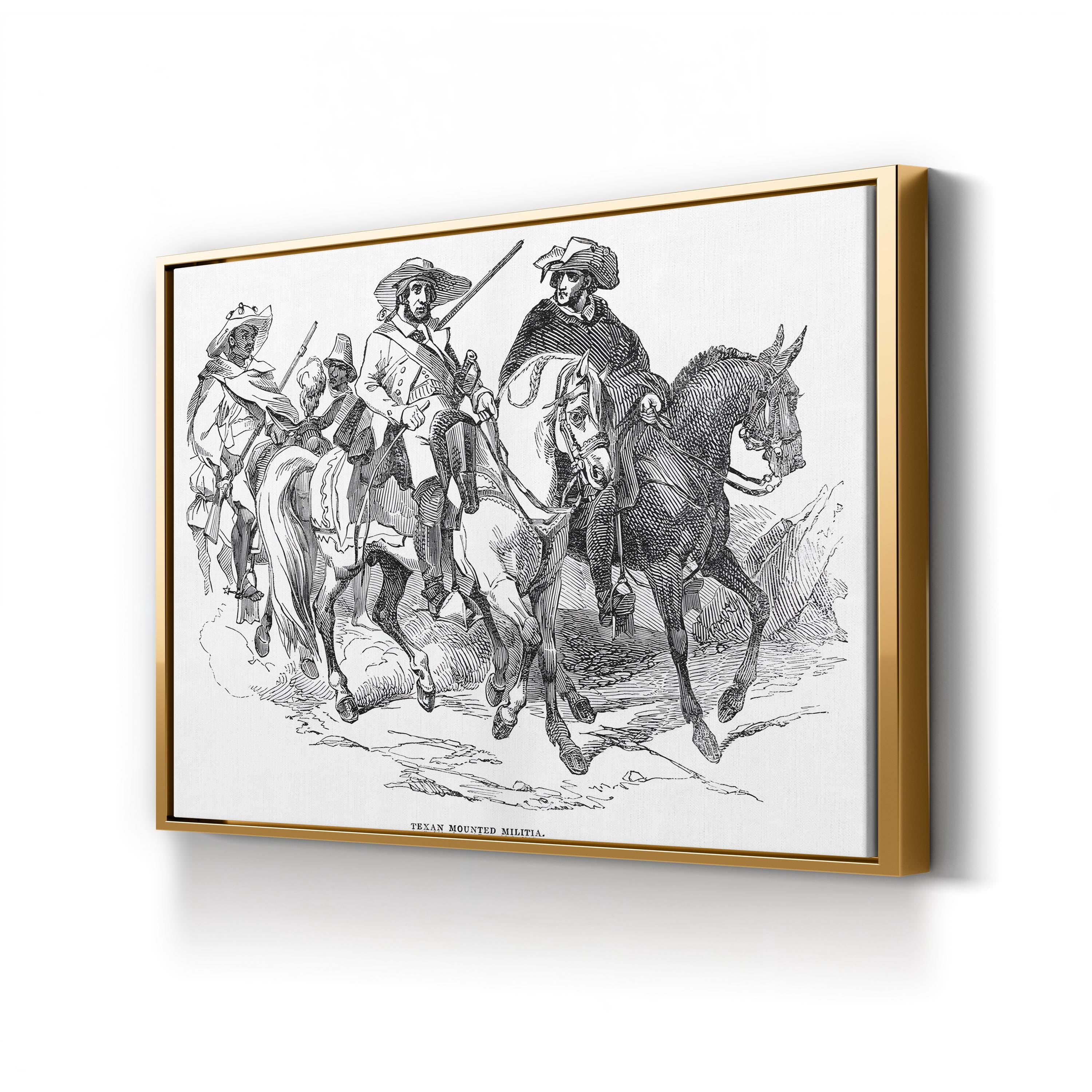 Texas Rangers 1842 Canvas Print – Vintage Western Cowboy on Horse Wall Art