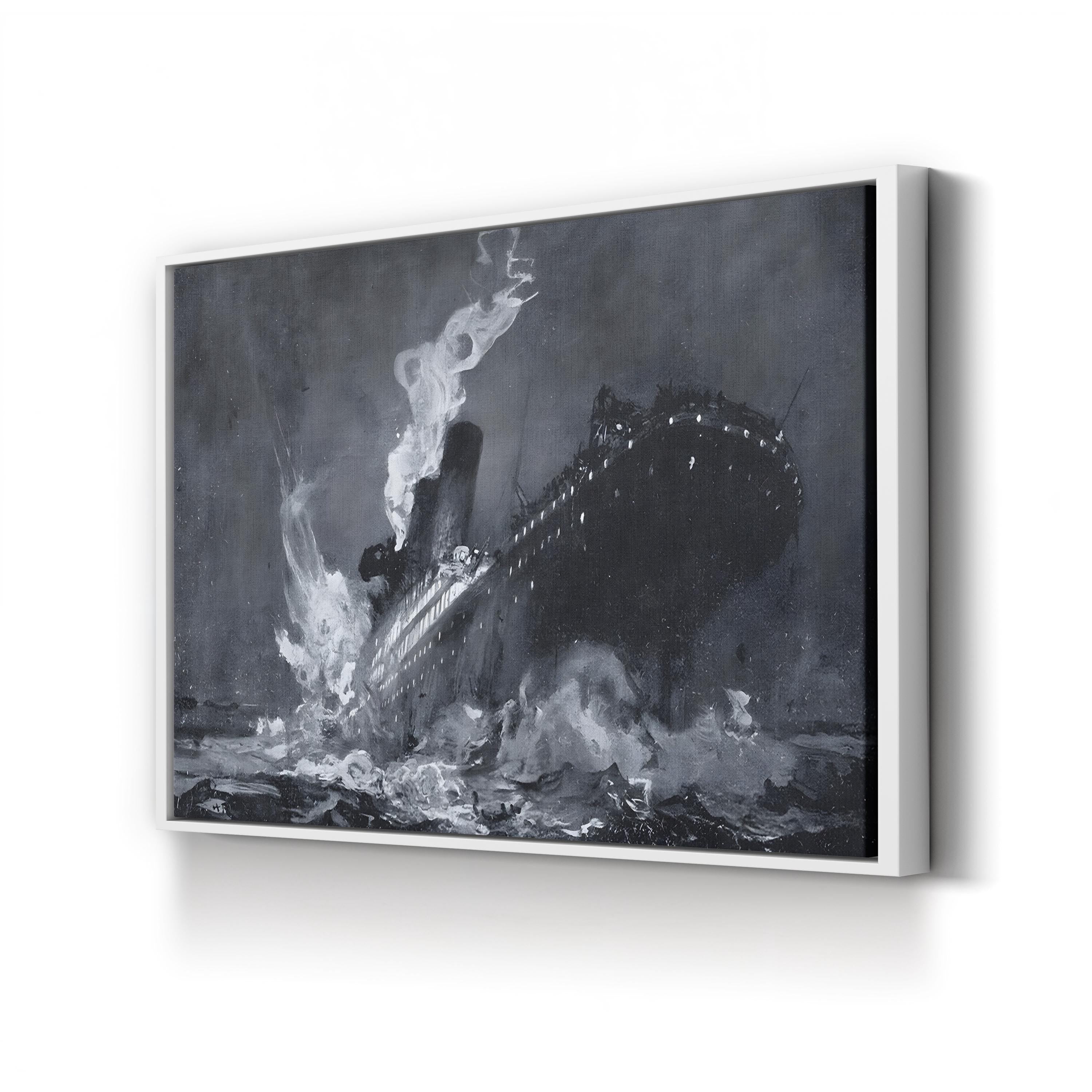 The 46,328 Tons RMS Titanic Sinking by Henry Reuterdahl canvas print in White frame
