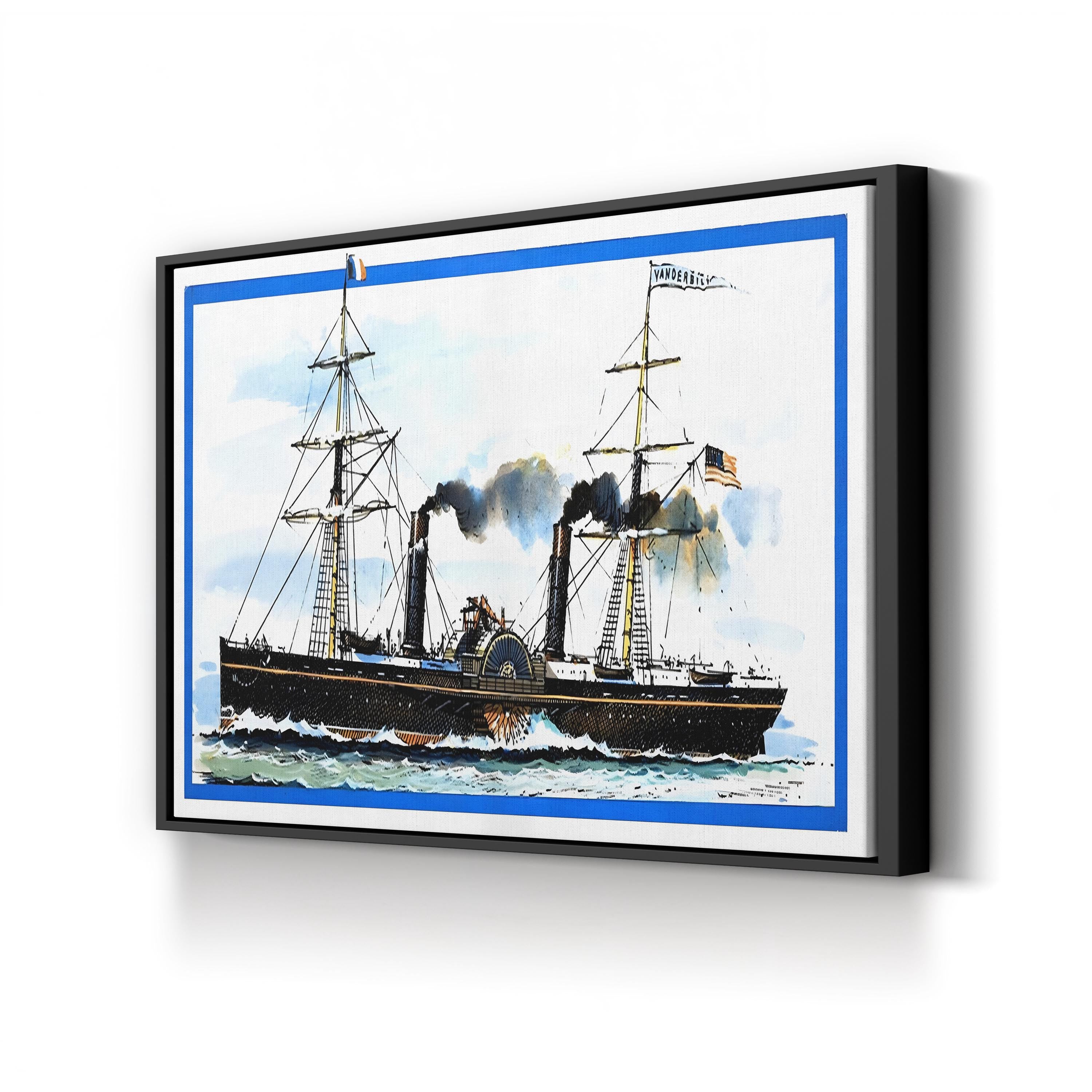 The American Paddle Steamer Vanderbilt Wall Art by John S. Smith – Vintage Maritime Illustration