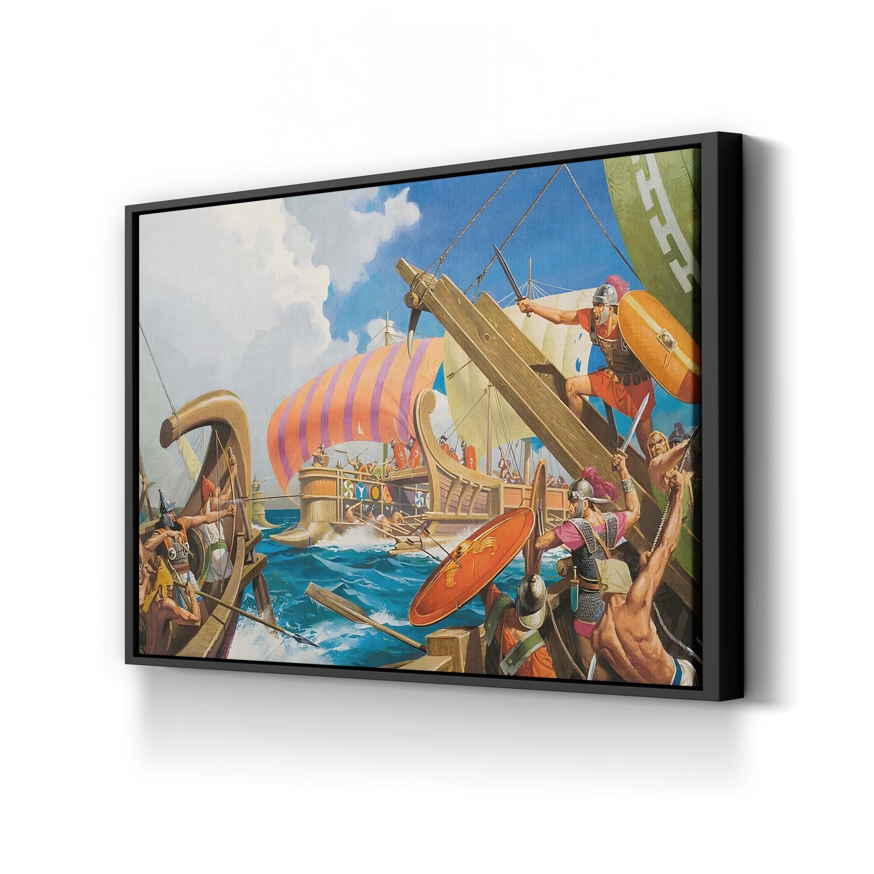 Vintage “The Army That Fought at Sea” Canvas Art Print: Ancient Naval Warfare Illustration