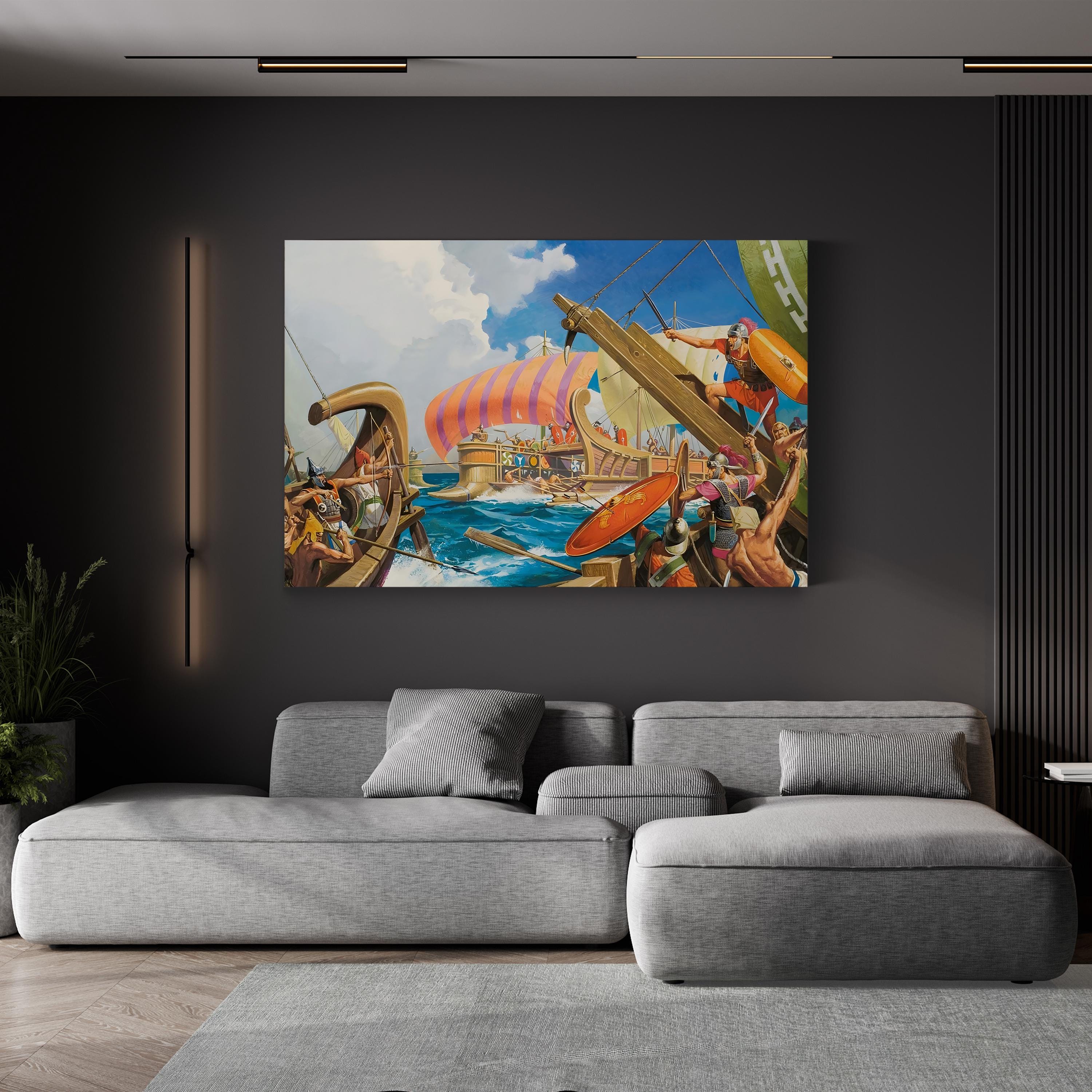 Vintage “The Army That Fought at Sea” Canvas Art Print: Ancient Naval Warfare Illustration