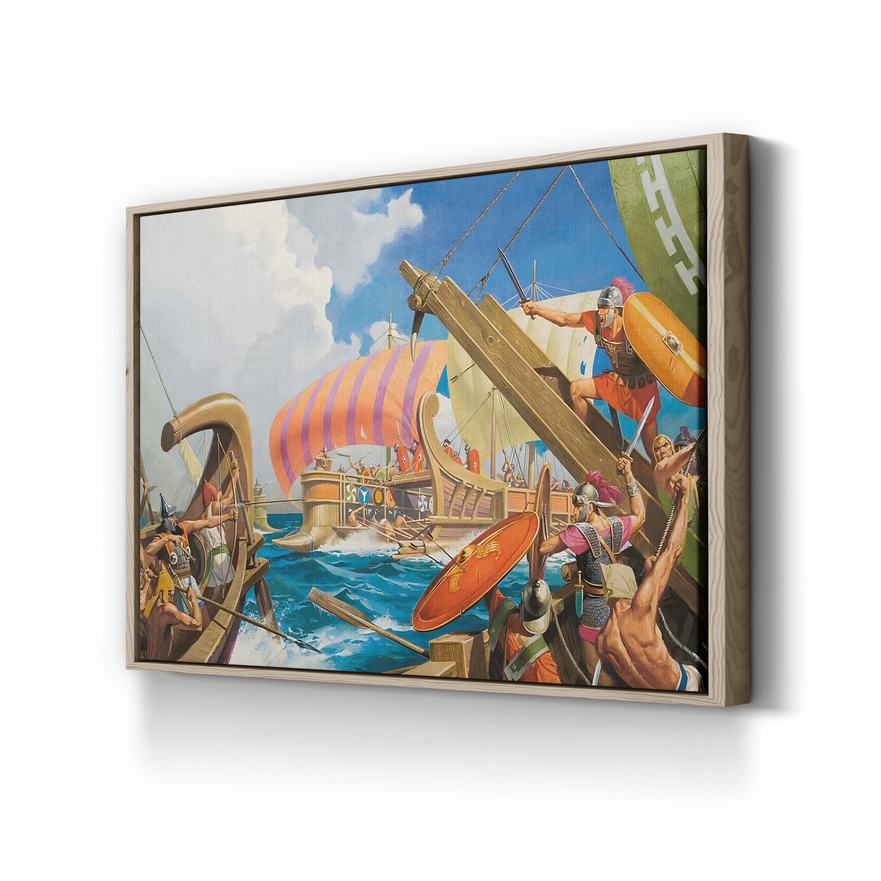 Vintage “The Army That Fought at Sea” Canvas Art Print: Ancient Naval Warfare Illustration
