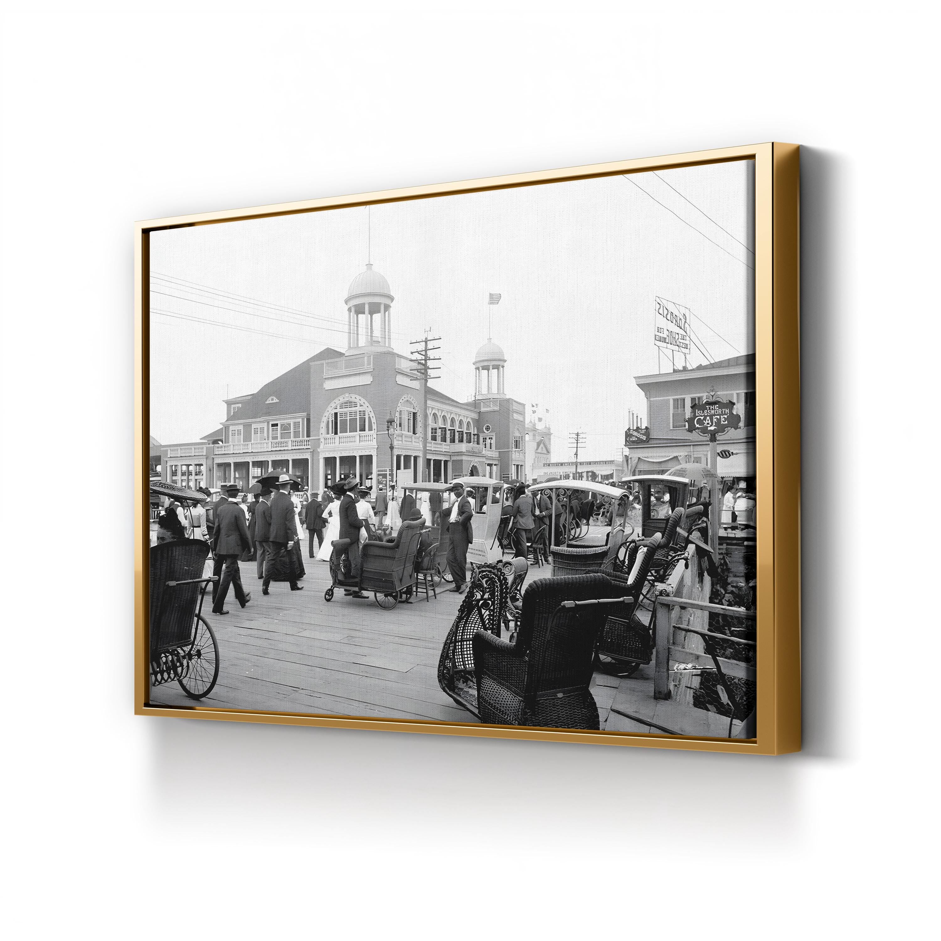 Atlantic City Boardwalk, 1900 – Vintage Photography Wall Art | Black & White Coastal Canvas Print