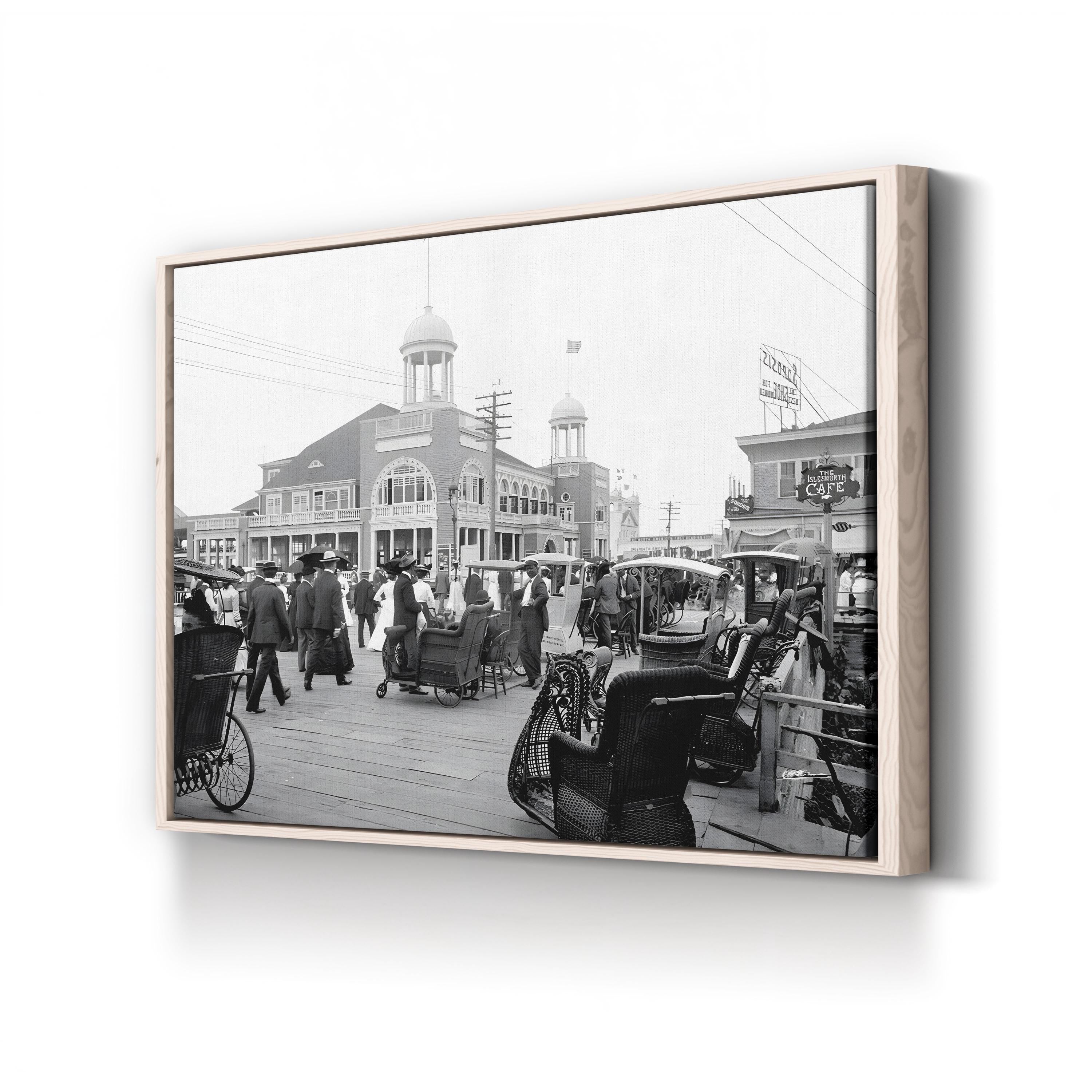Atlantic City Boardwalk, 1900 – Vintage Photography Wall Art | Black & White Coastal Canvas Print