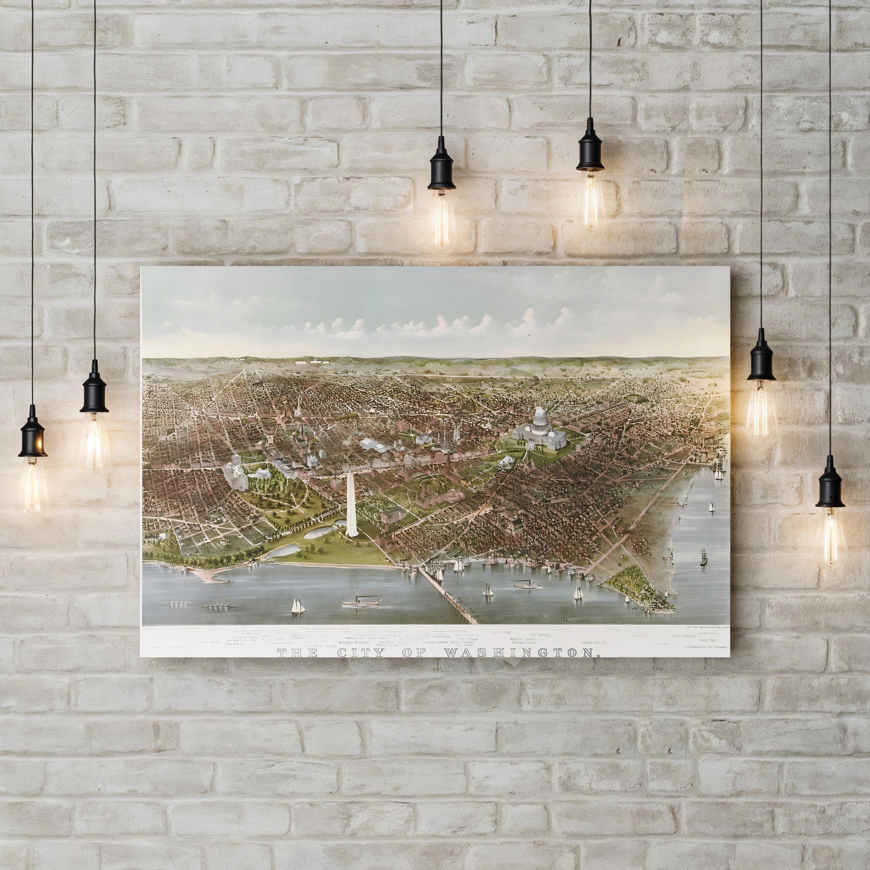 Washington DC Potomac View – Period Illustration Wall Art | 19th-Century Cityscape Canvas Print