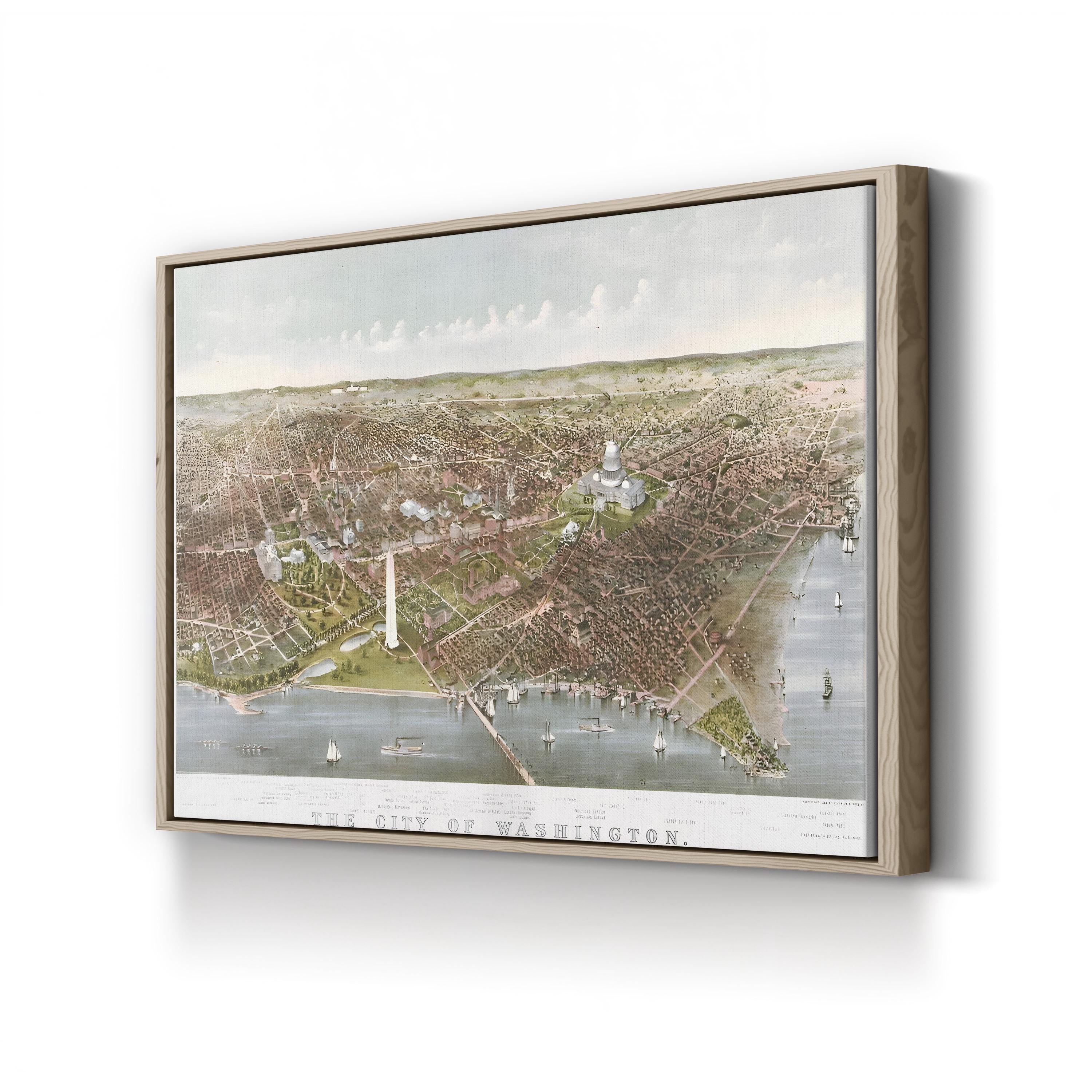 Washington DC Potomac View – Period Illustration Wall Art | 19th-Century Cityscape Canvas Print