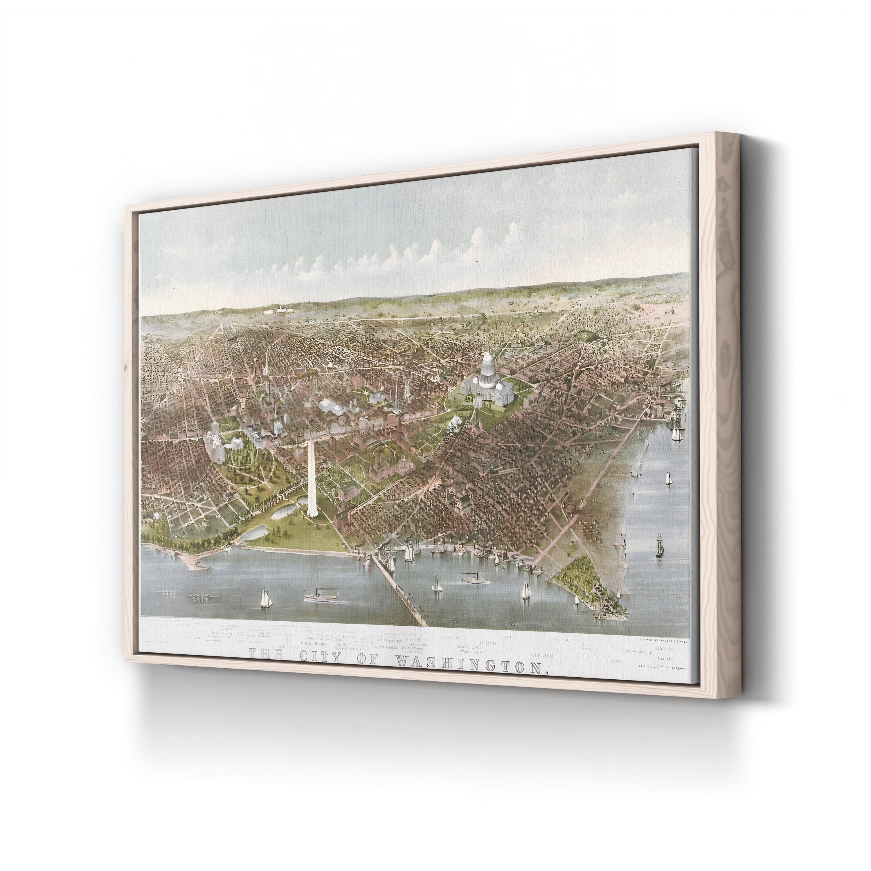Washington DC Potomac View – Period Illustration Wall Art | 19th-Century Cityscape Canvas Print