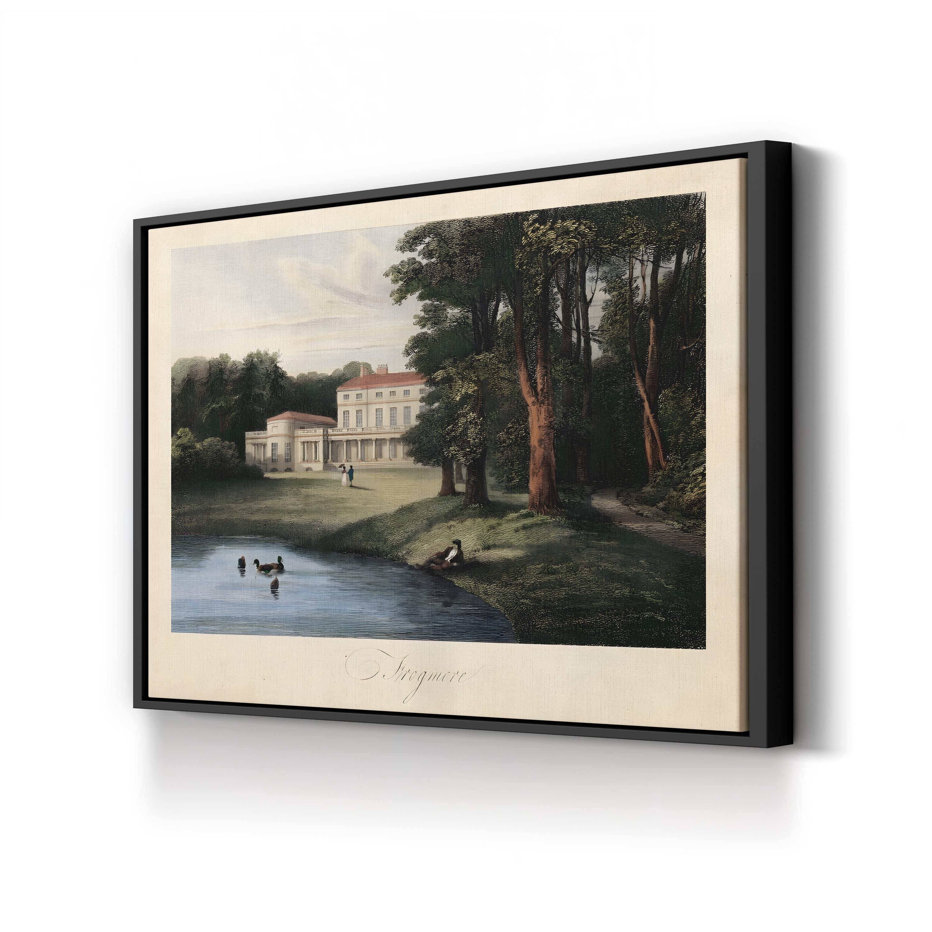 English Countryside I River Estate – Period Illustration Wall Art | Pastoral Landscape Canvas Print