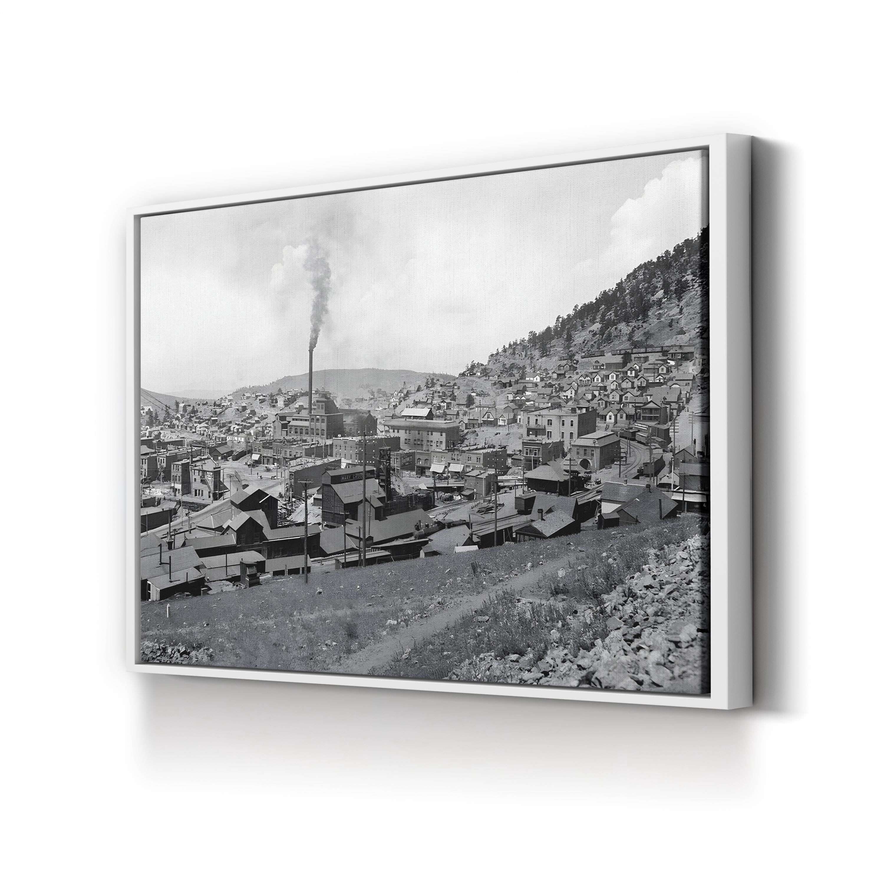 The Gold Coin Mine in Victor, Colorado, c. 1900 by William Henry Jackson canvas print in a white frame