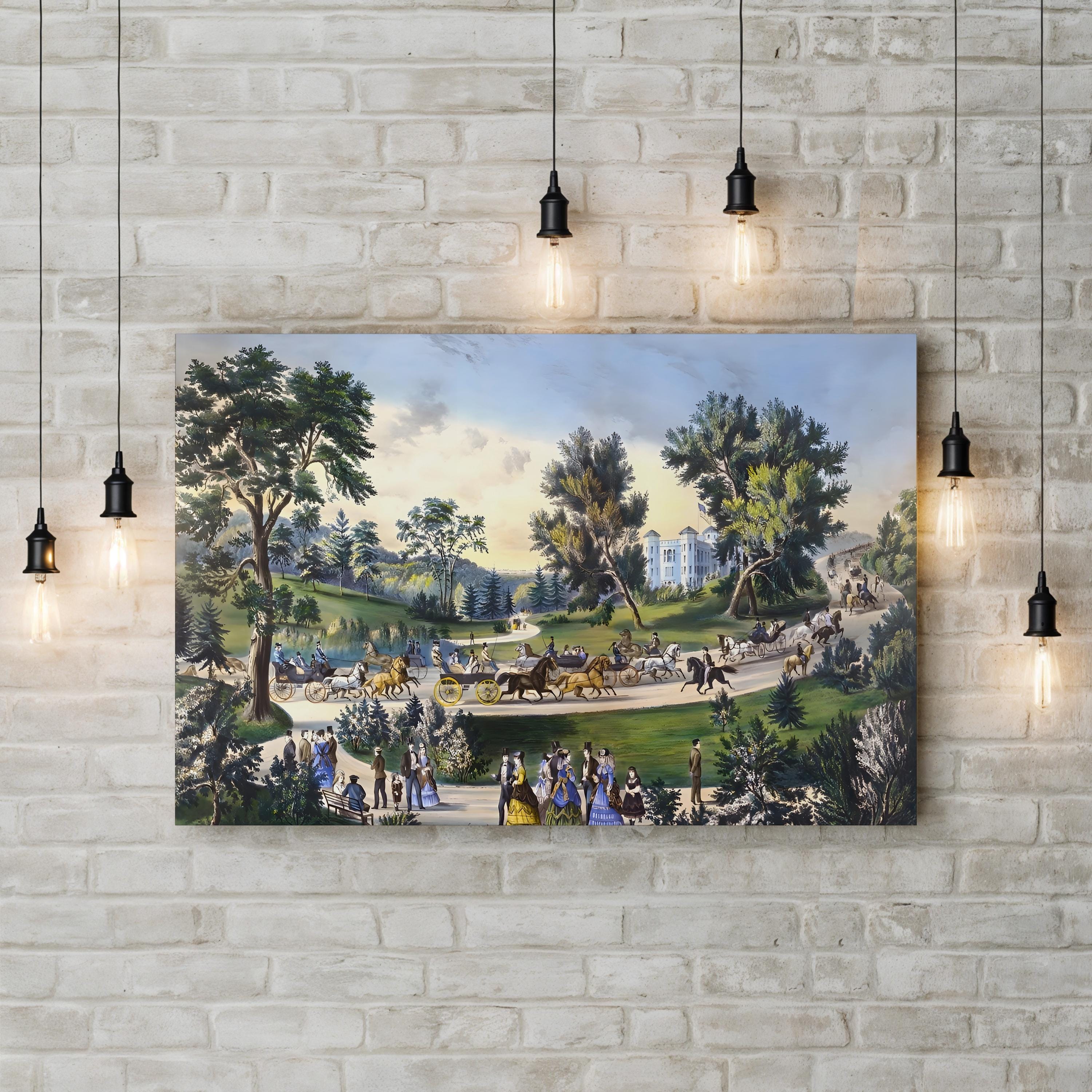 The Grand Drive, Central Park, New York, 1869 Wall Art by Currier and Ives