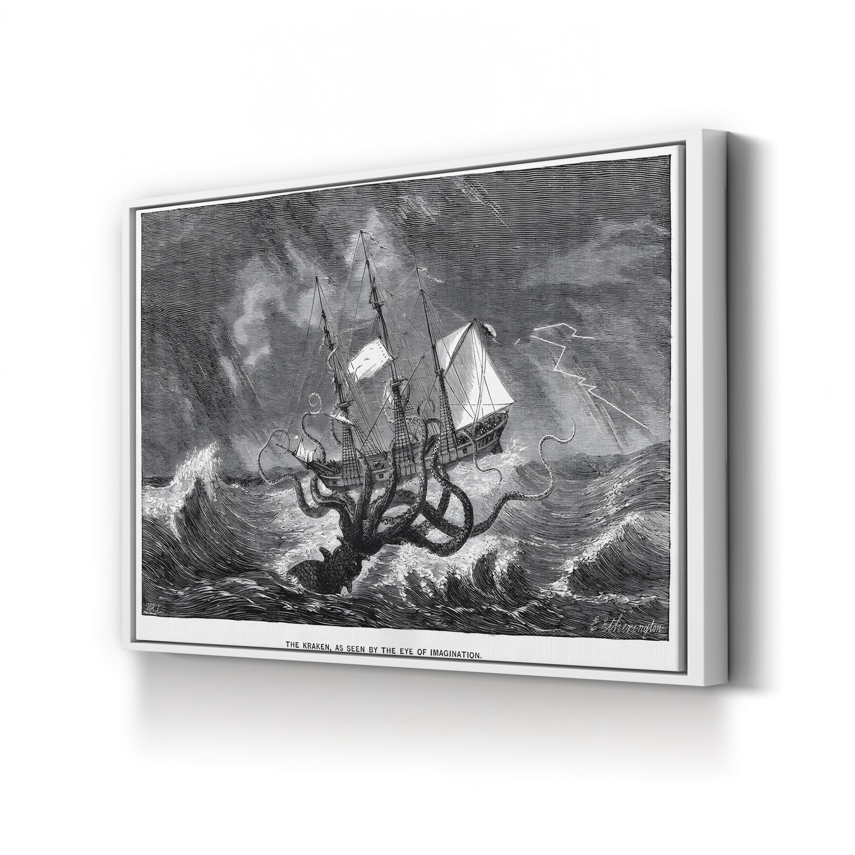 The Kraken, As Seen by the Eye of the Imagination, 1887 Wall Art by Edgar Etherington | Victorian Nautical Myth Illustration