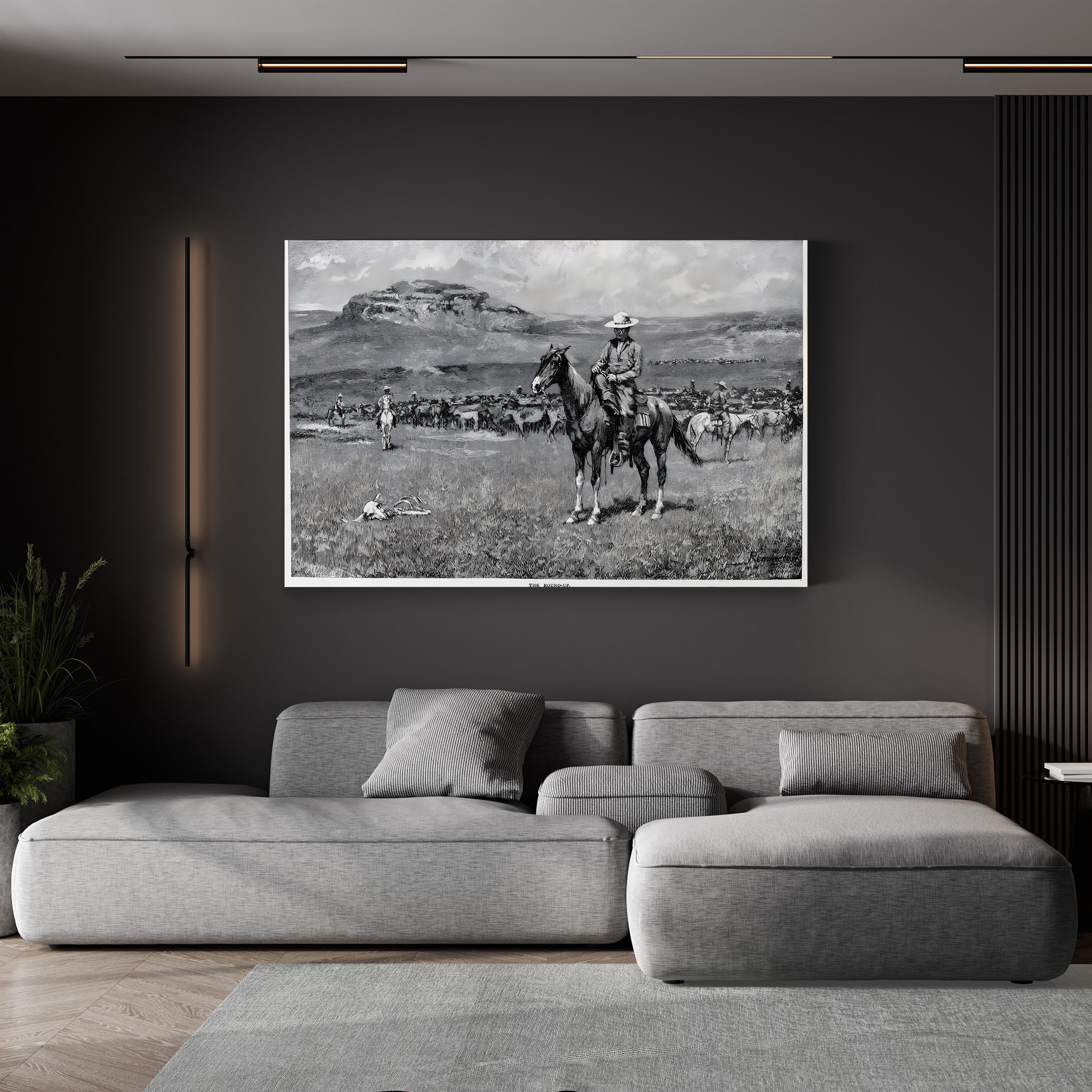 The Round-Up, c. 1888 by Frederic Remington canvas print in gallery-wrapped canvas