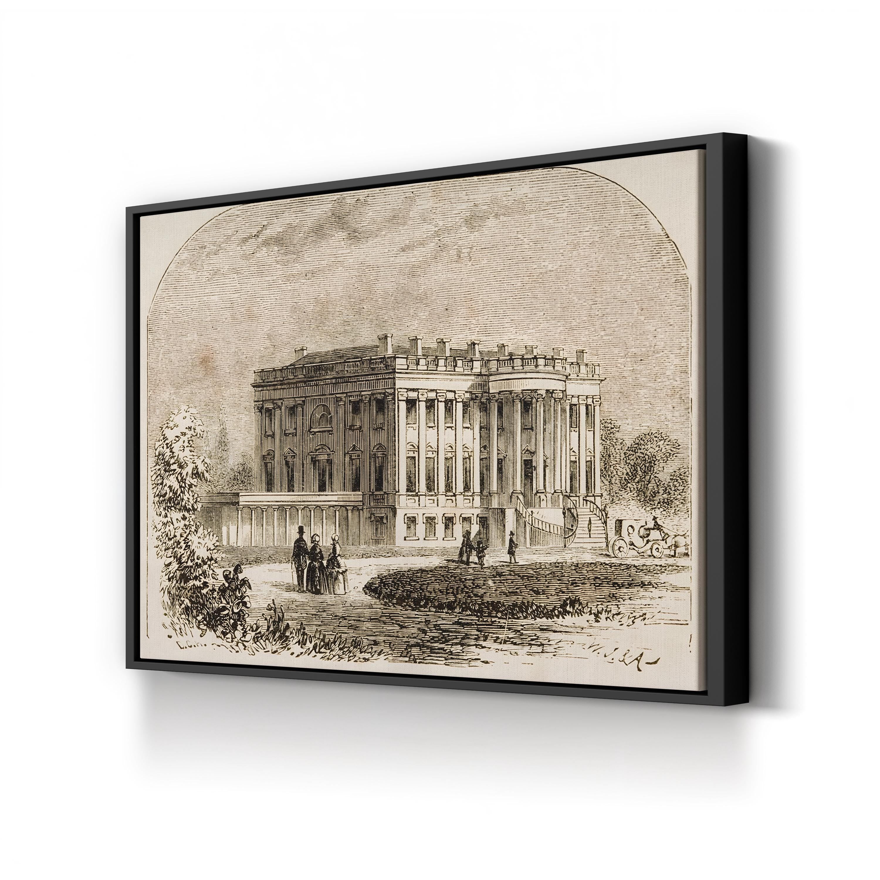 The White House, 1870s – Period Illustration Wall Art | Historic Engraving Canvas Print