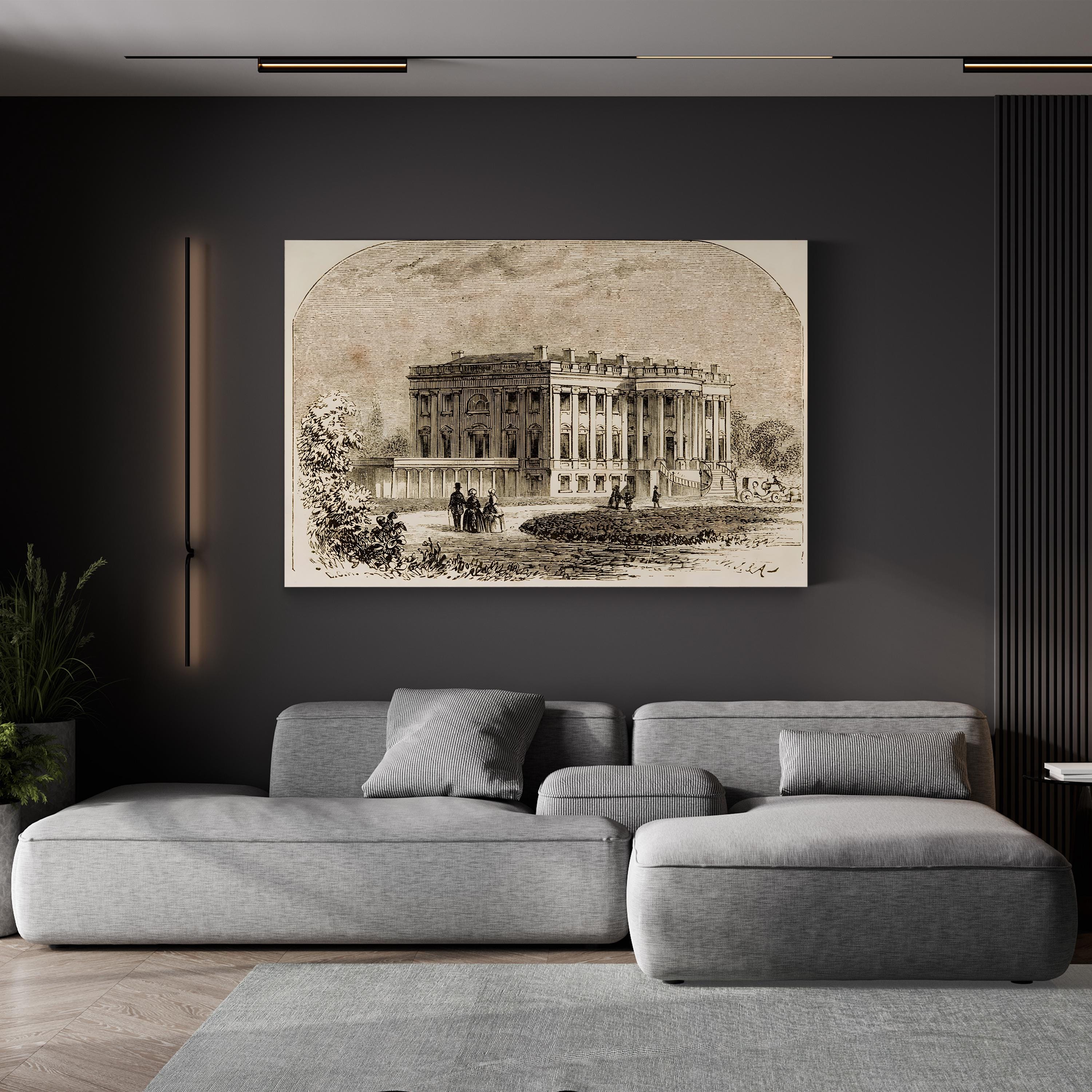 The White House, 1870s – Period Illustration Wall Art | Historic Engraving Canvas Print