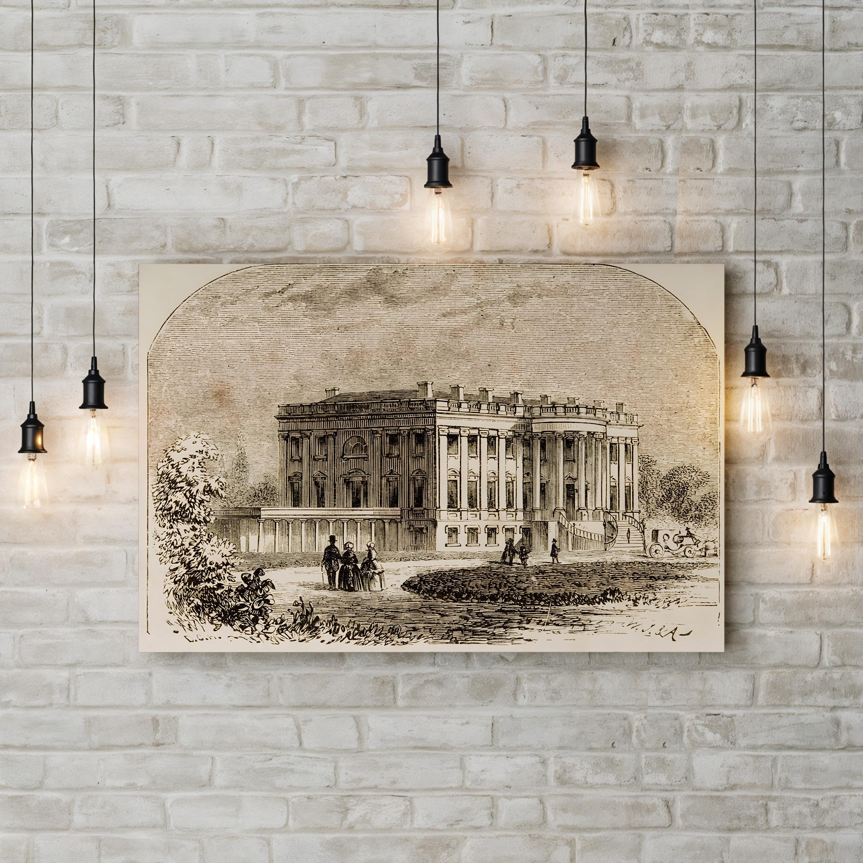 The White House, 1870s – Period Illustration Wall Art | Historic Engraving Canvas Print