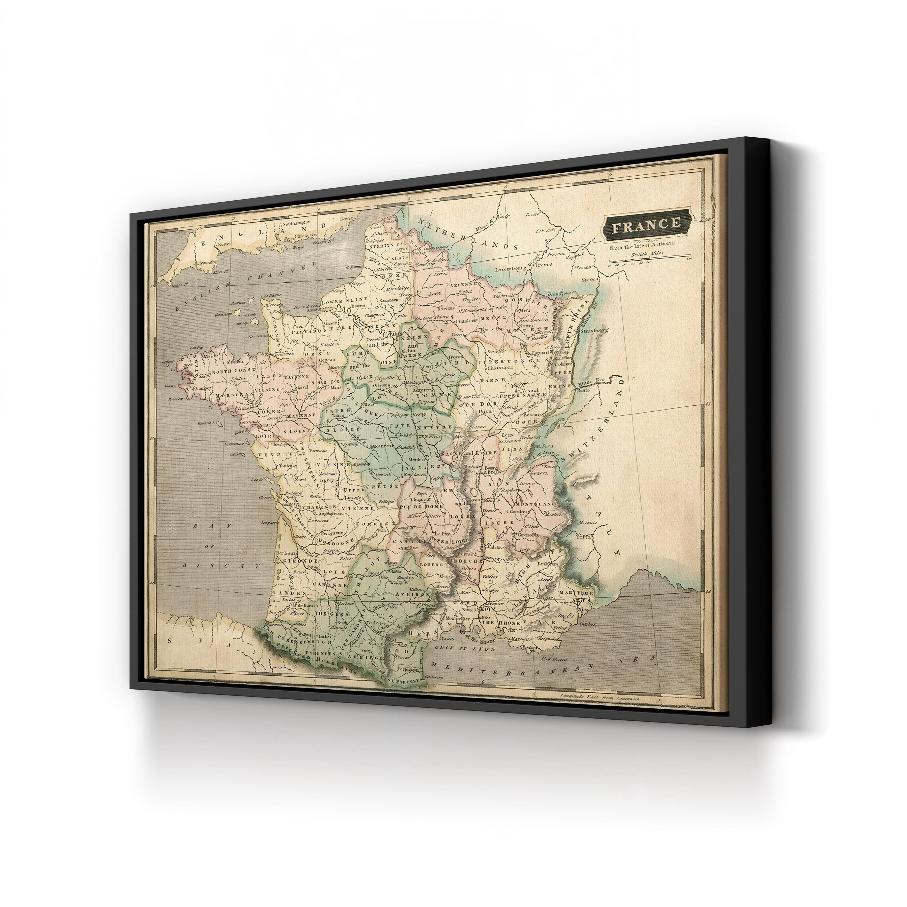 Thomson Map of France, 1814 – Historical Map Wall Art | Vintage Cartography Canvas Print