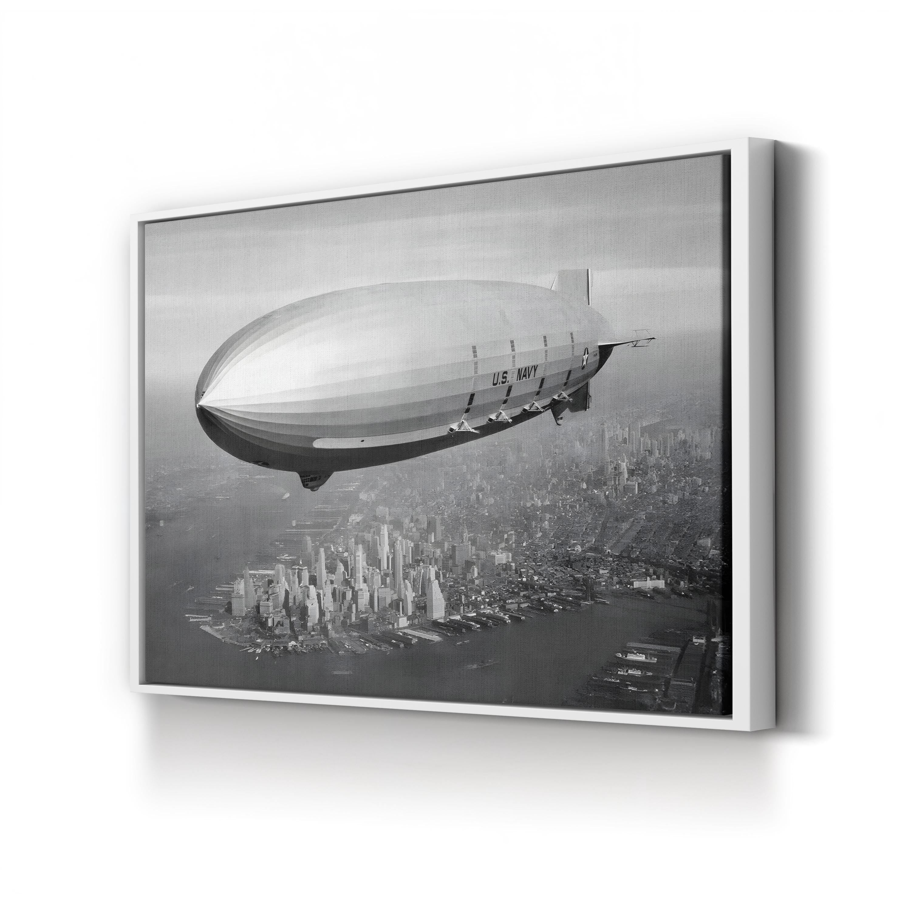USS Macon Airship Over New York City: Vintage Aviation Canvas Art