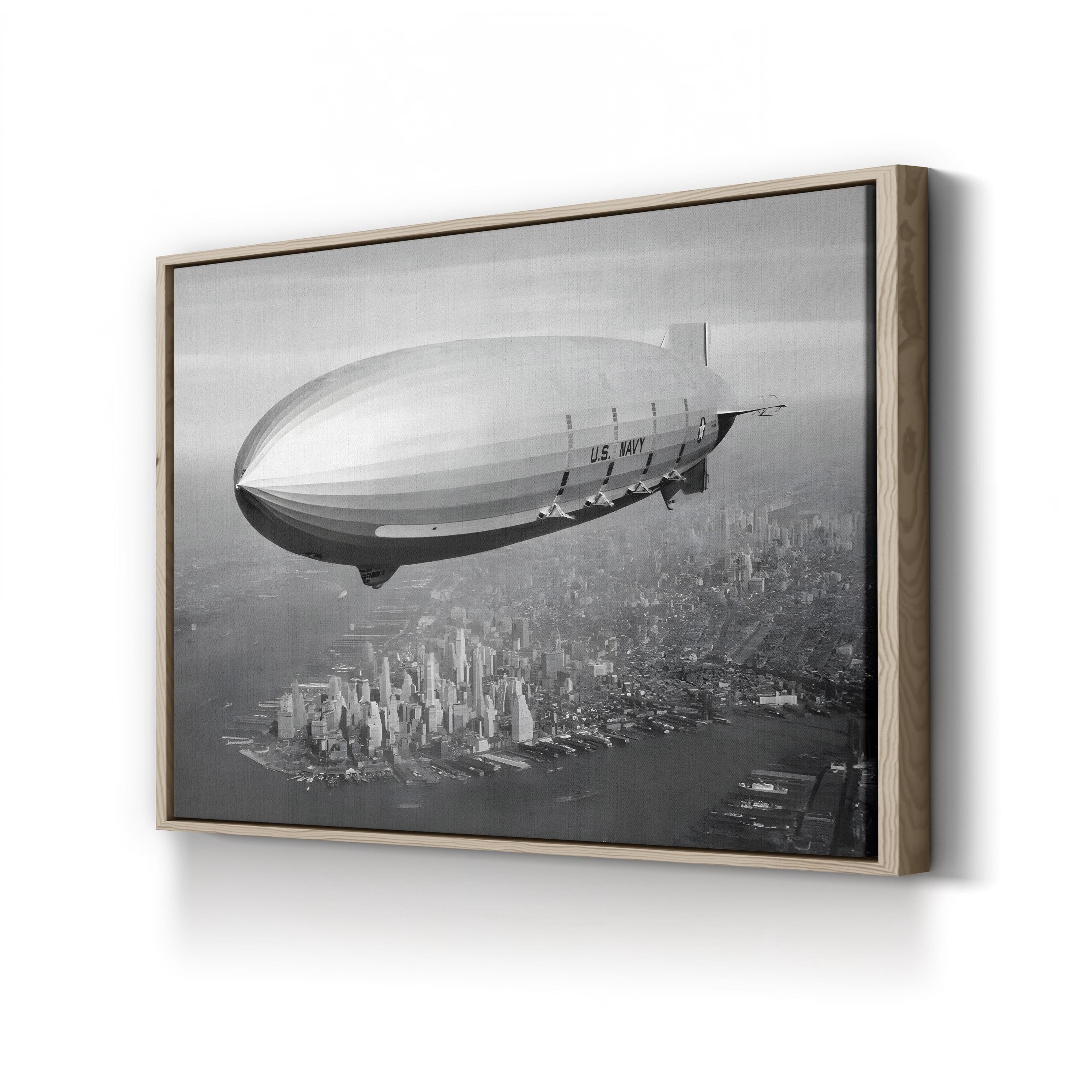 USS Macon Airship Over New York City: Vintage Aviation Canvas Art