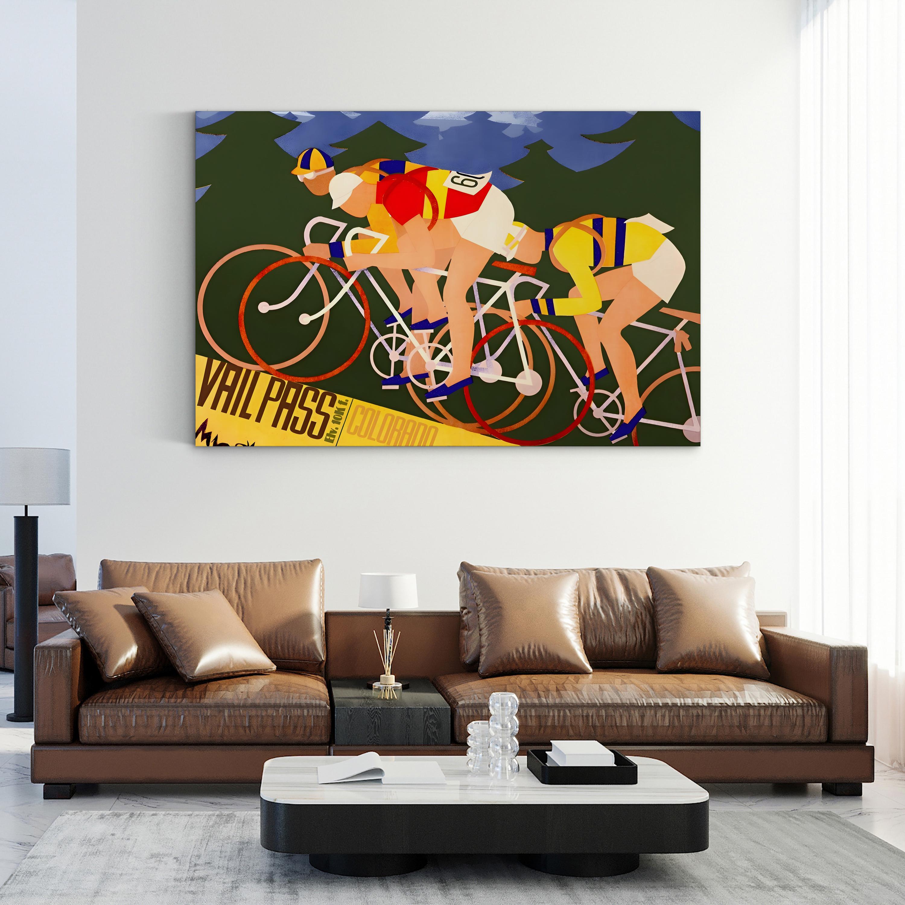 Vintage Cycling Illustration Vail Pass Bicycle Race in Colorado Poster