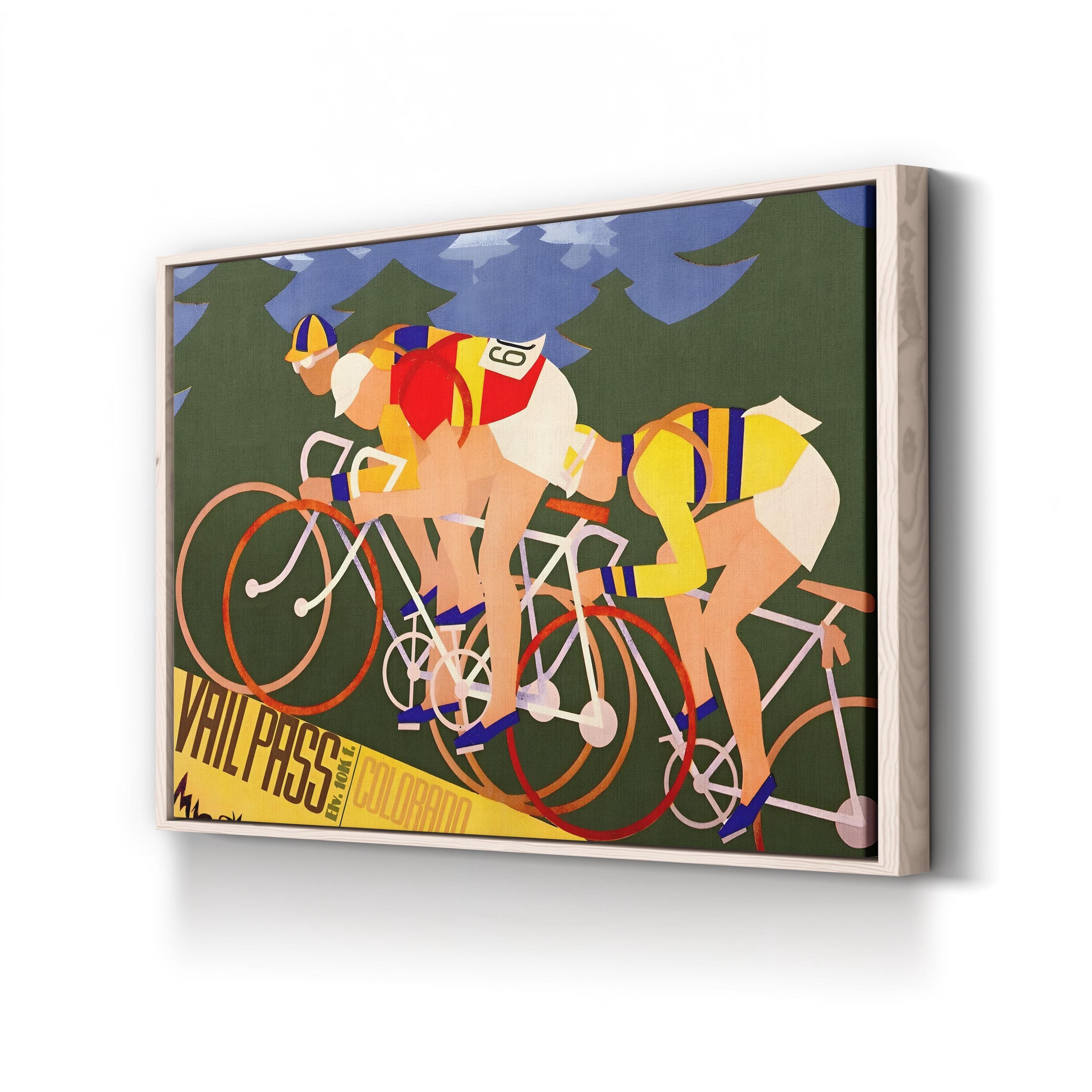 Vintage Cycling Illustration Vail Pass Bicycle Race in Colorado Poster