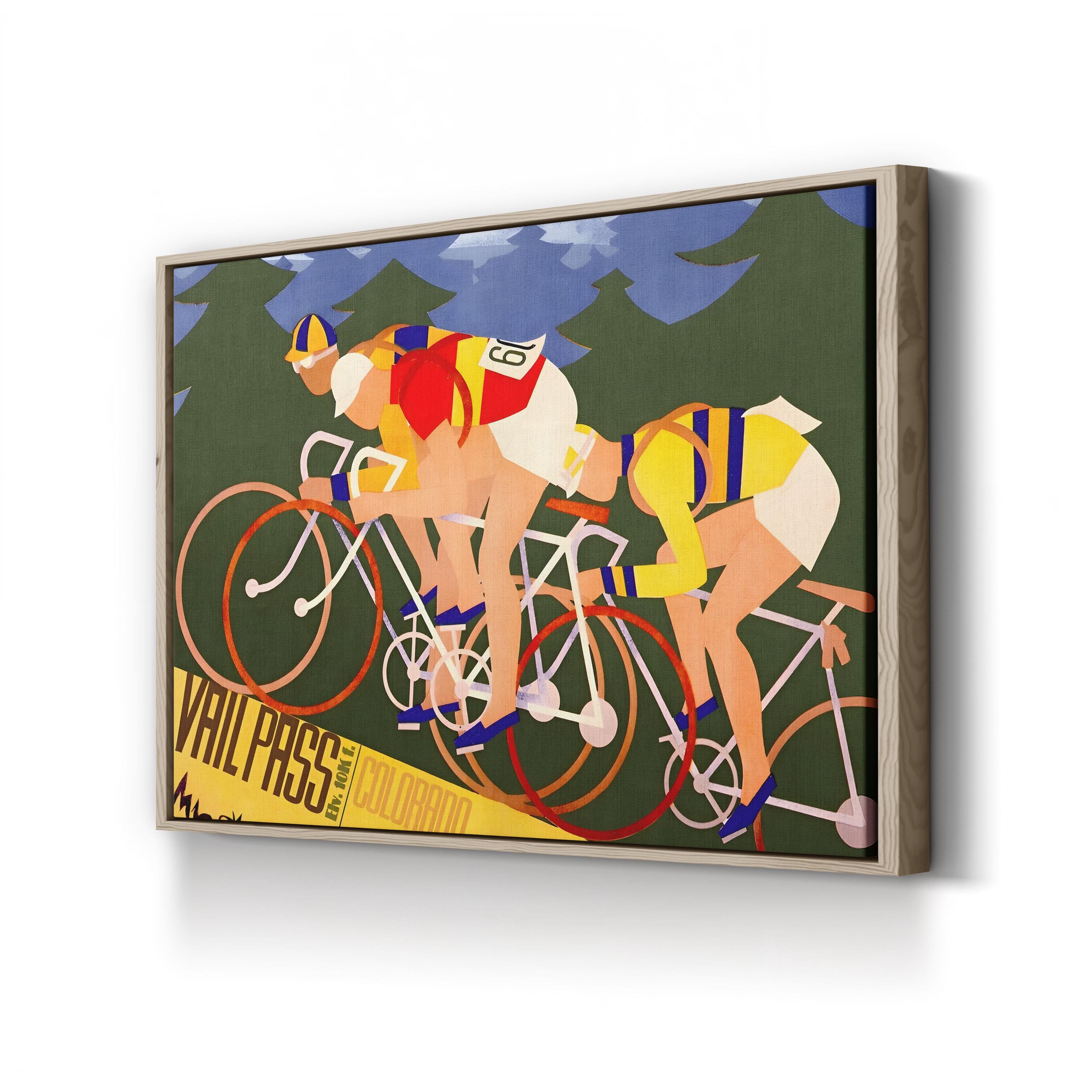 Vintage Cycling Illustration Vail Pass Bicycle Race in Colorado Poster