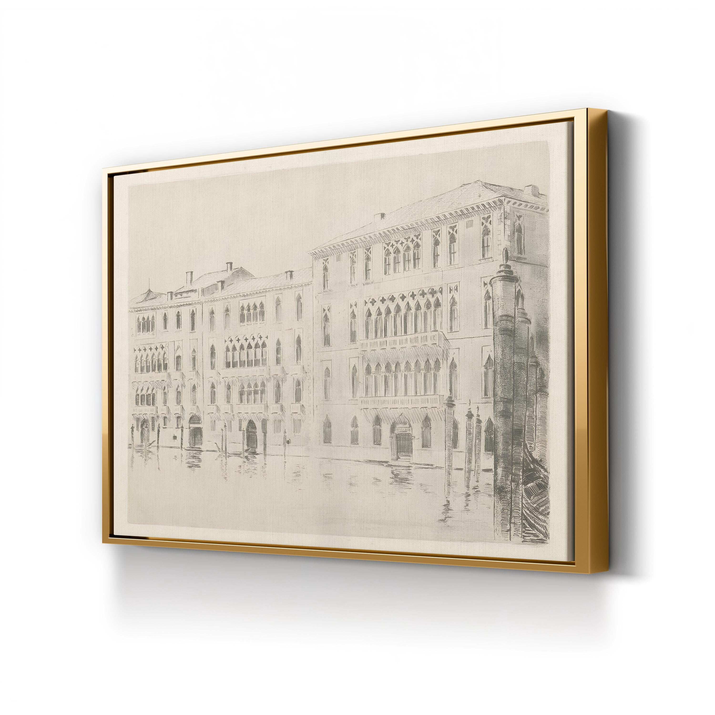 Venice, Italy Canal Architecture Etching Canvas Art Print