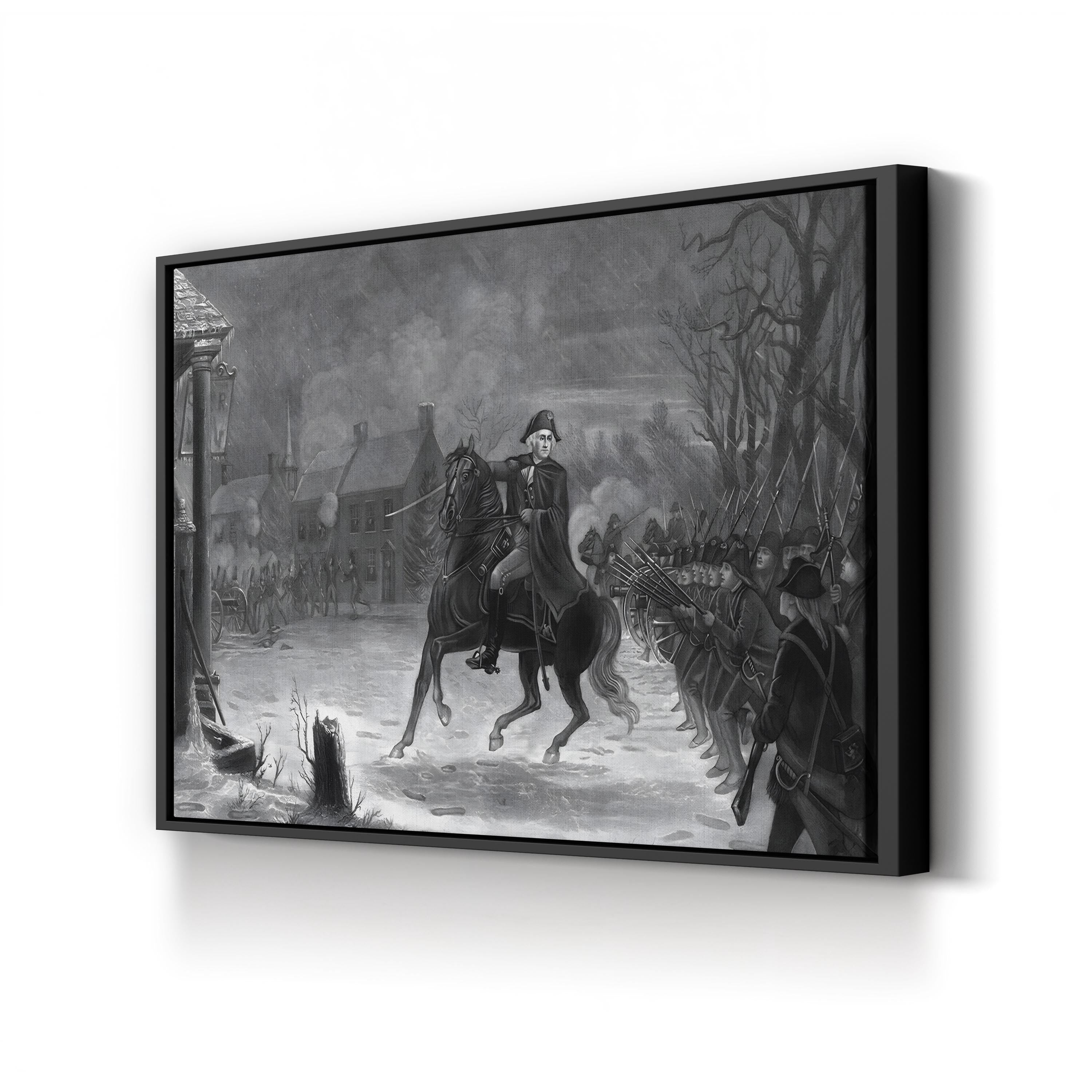 General Leading Troops Through Snow – Period Illustration Wall Art | Vintage Military Canvas Print